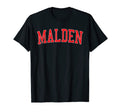 Malden Ma Varsity Red Text T-Shirt - Aesthetic Graphic Men Women - T-Shirt, Sweatshirt, Hoodie