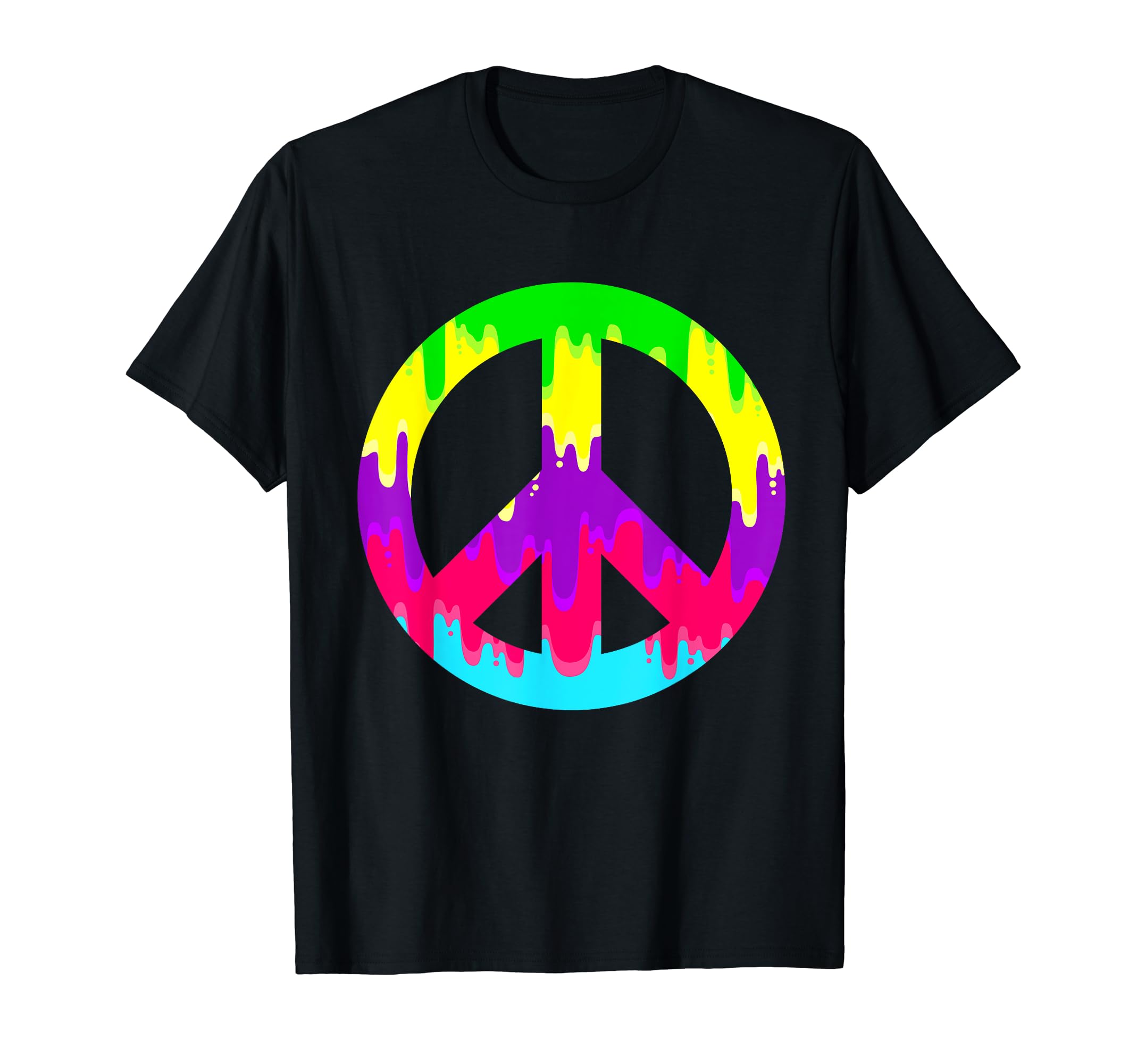 Dripping Paint Peace Sign 60S 70S Hippie T-Shirt - Novelty Apparel Unisex - T-Shirt, Sweatshirt, Hoodie