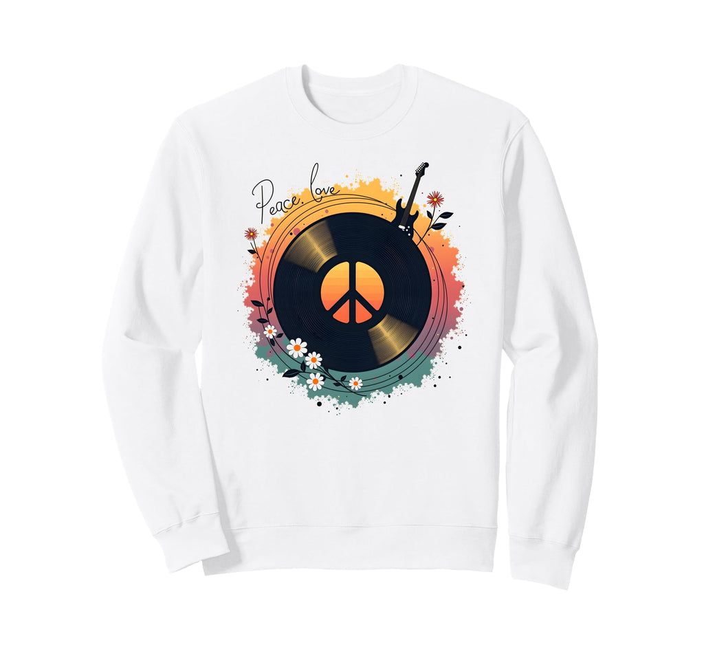Peace Love Rock N Roll Boho Hippie Sweatshirt - Custom Art Print Unisex - T-Shirt, Sweatshirt, Hoodie