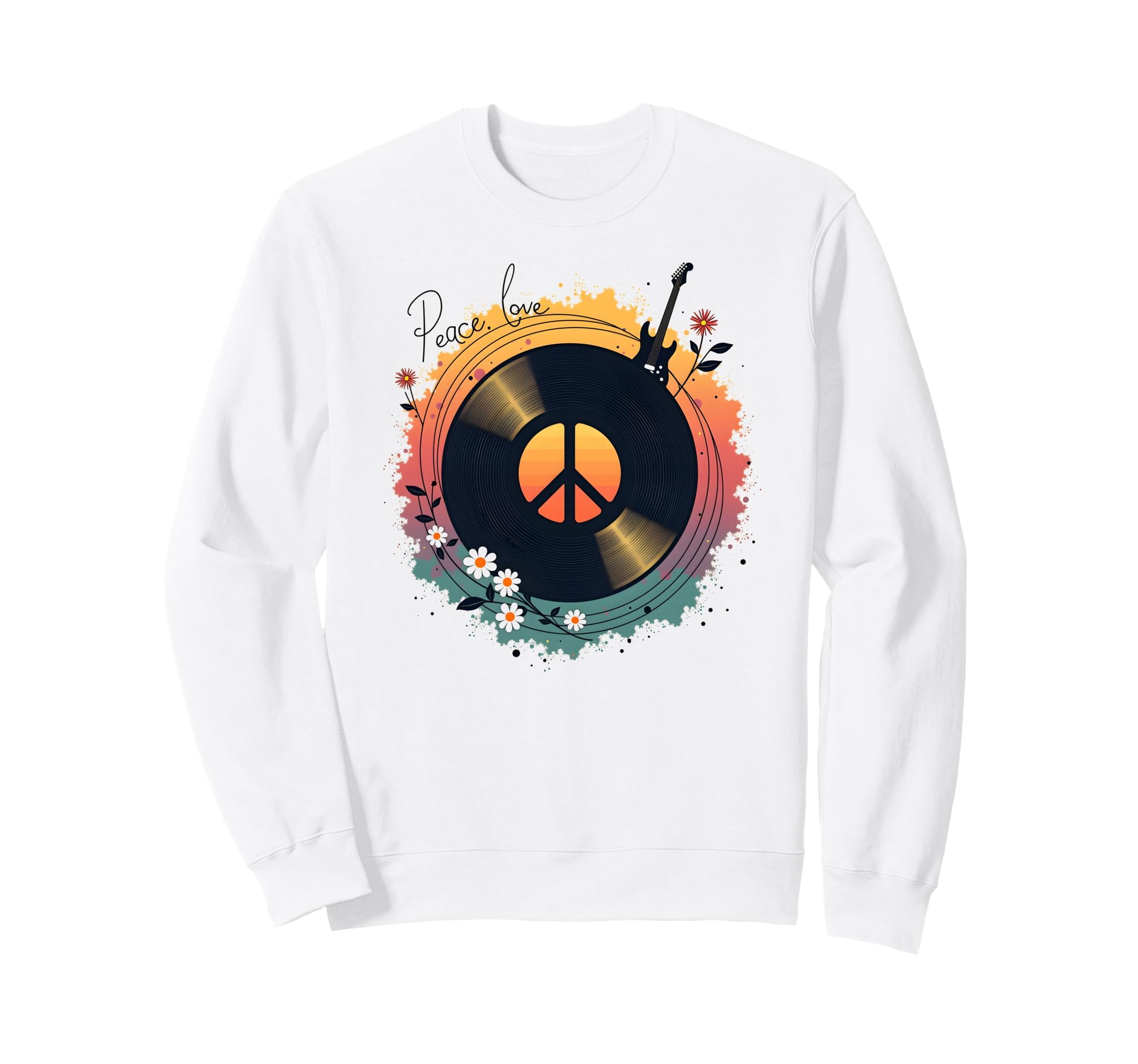 Peace Love Rock N Roll Boho Hippie Sweatshirt - Custom Art Print Unisex - T-Shirt, Sweatshirt, Hoodie