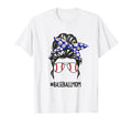 Baseball Mom Blue Messy Bun Gift T-Shirt - Casual Everyday Wear Men Women - T-Shirt, Sweatshirt, Hoodie