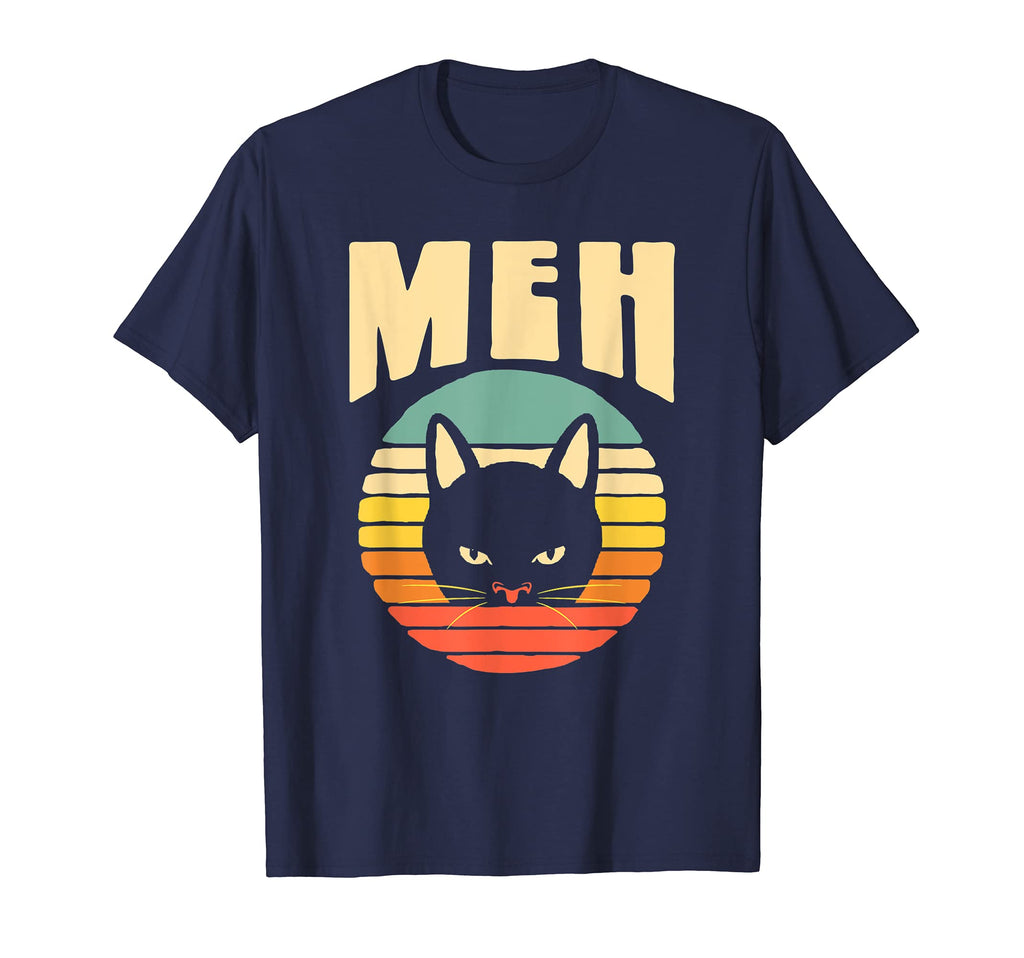 Meh Funny Annoyed Cat Sunset Eighties T-Shirt - Custom Art Print Unisex - T-Shirt, Sweatshirt, Hoodie