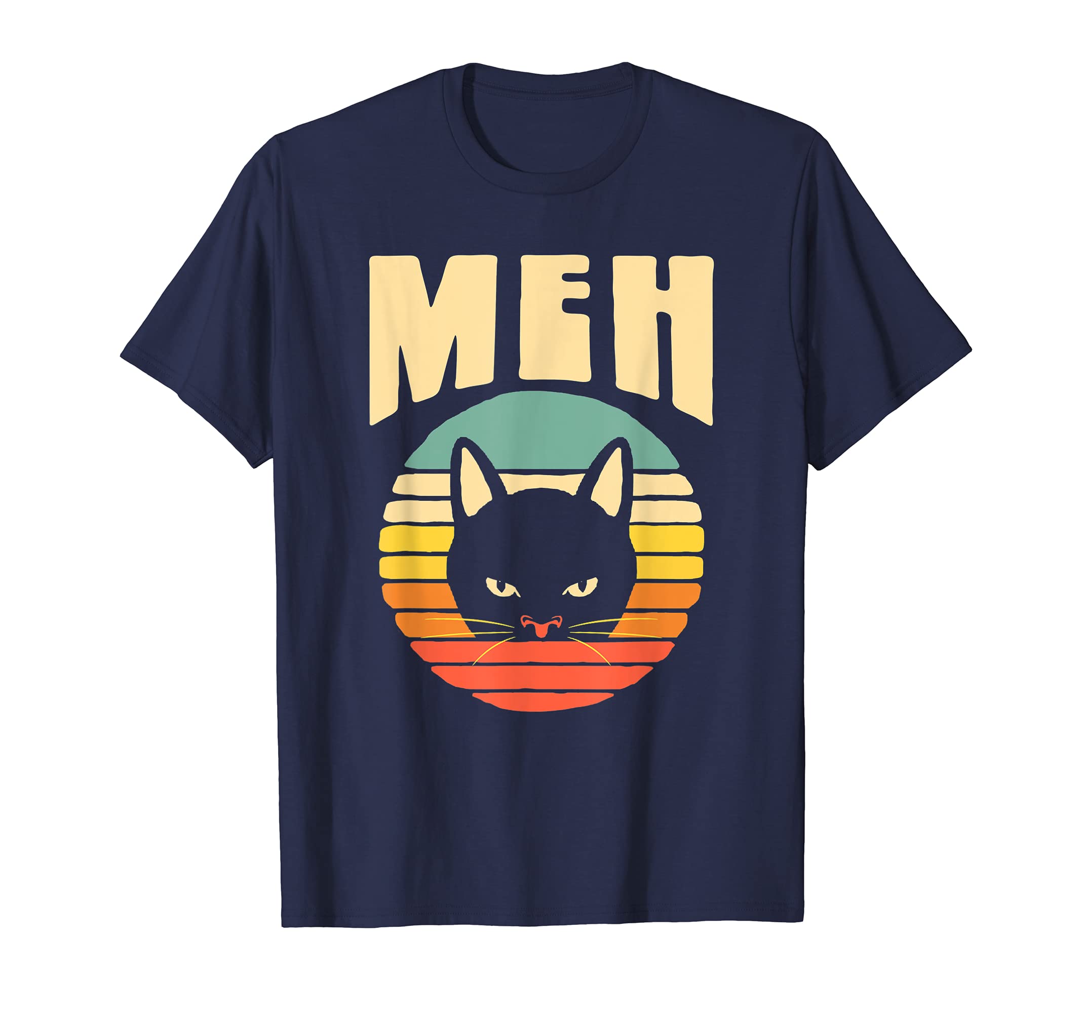 Meh Funny Annoyed Cat Sunset Eighties T-Shirt - Custom Art Print Unisex - T-Shirt, Sweatshirt, Hoodie