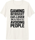 Retro Cat Gamer Introvert - Adult & Kids T-Shirts, Sweatshirts & Hoodies apparel design preview 1