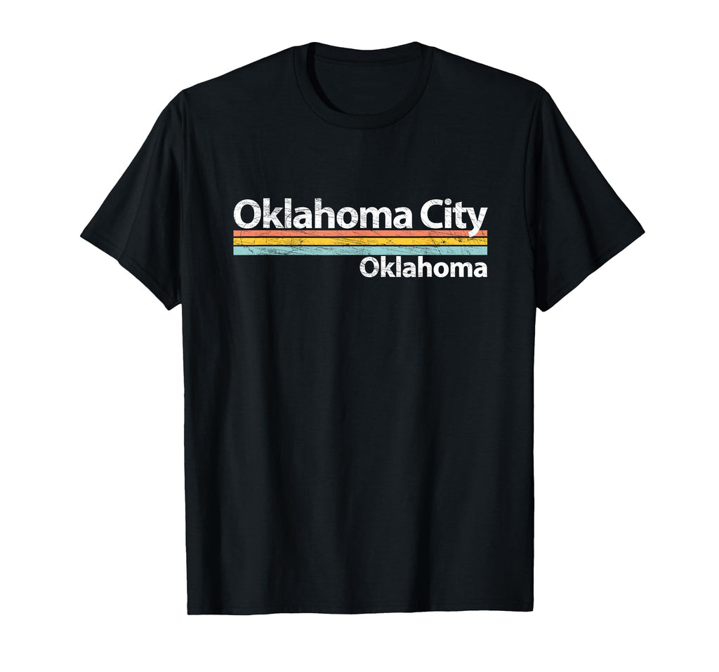 Oklahoma City Oklahoma Worn Stripes T-Shirt - Fun Novelty Design for Adults - T-Shirt, Sweatshirt, Hoodie