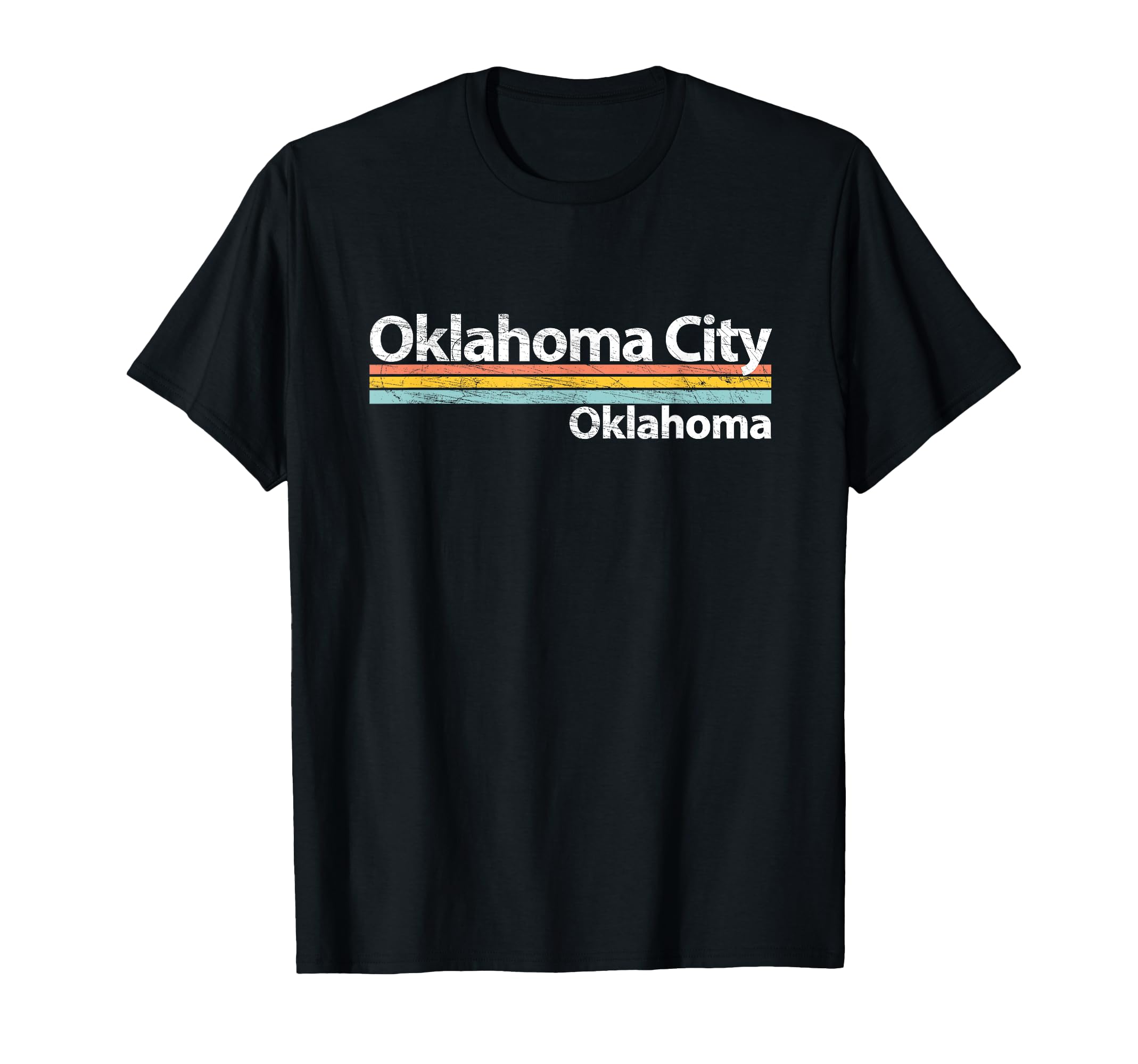 Oklahoma City Oklahoma Worn Stripes T-Shirt - Fun Novelty Design for Adults - T-Shirt, Sweatshirt, Hoodie