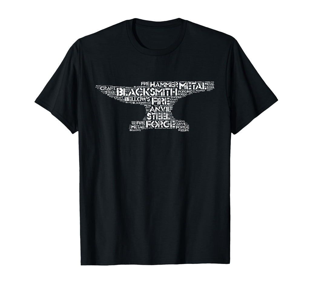Distressed Blacksmith Anvil Wordart T-Shirt - Unique Graphic for Adults - T-Shirt, Sweatshirt, Hoodie