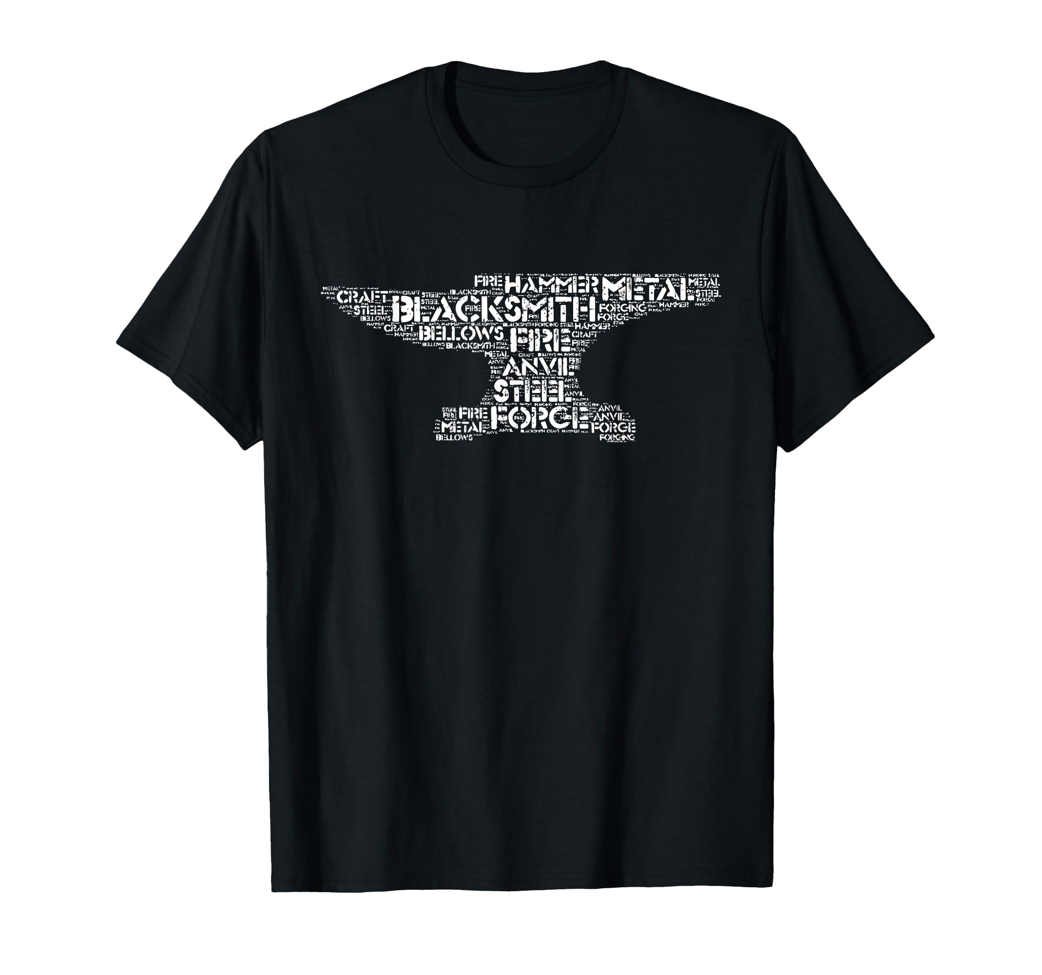 Distressed Blacksmith Anvil Wordart T-Shirt - Unique Graphic for Adults - T-Shirt, Sweatshirt, Hoodie