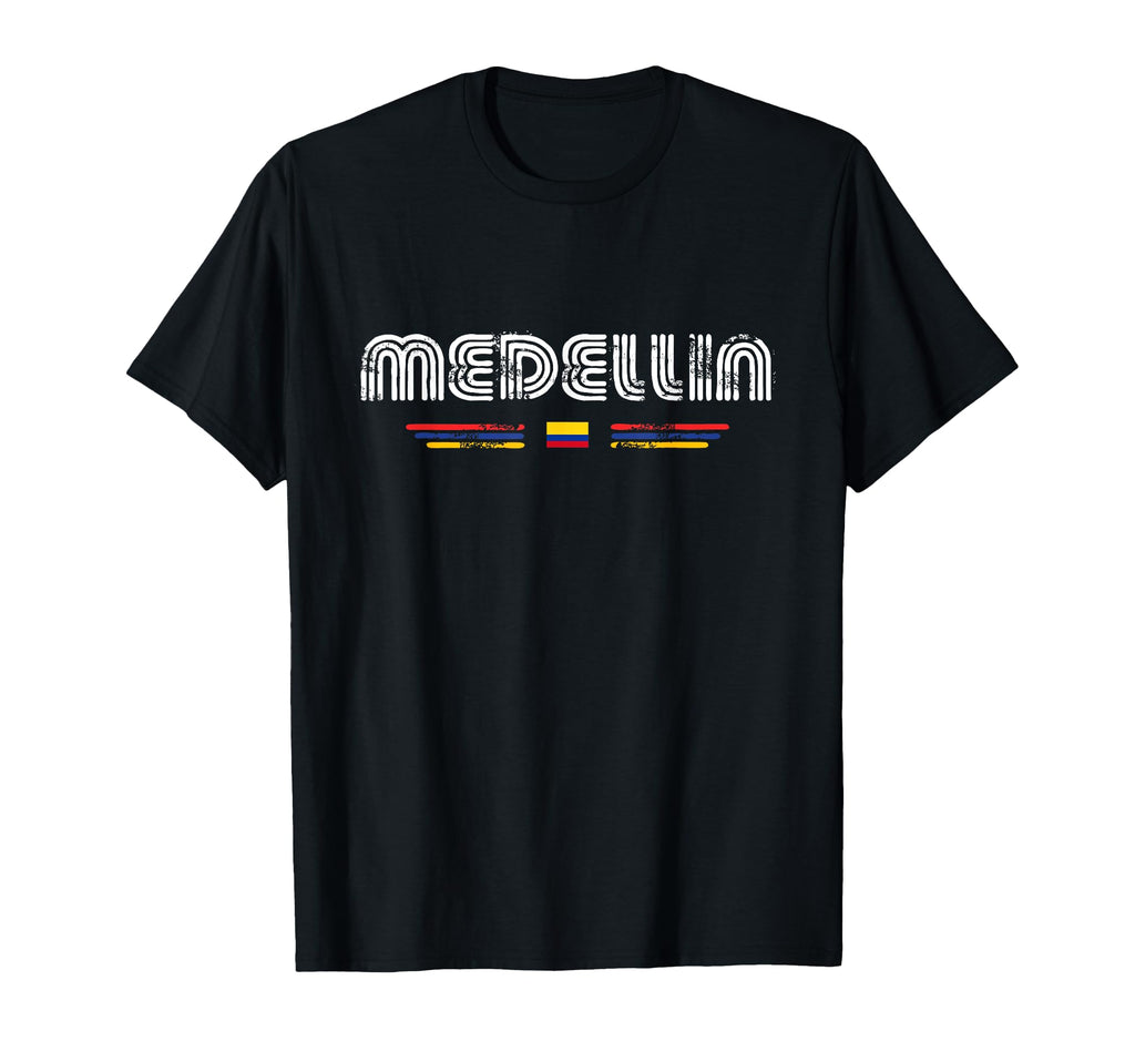 Medellin Colombia 70S 80S Type Flag T-Shirt - Unique Graphic Unisex - T-Shirt, Sweatshirt, Hoodie