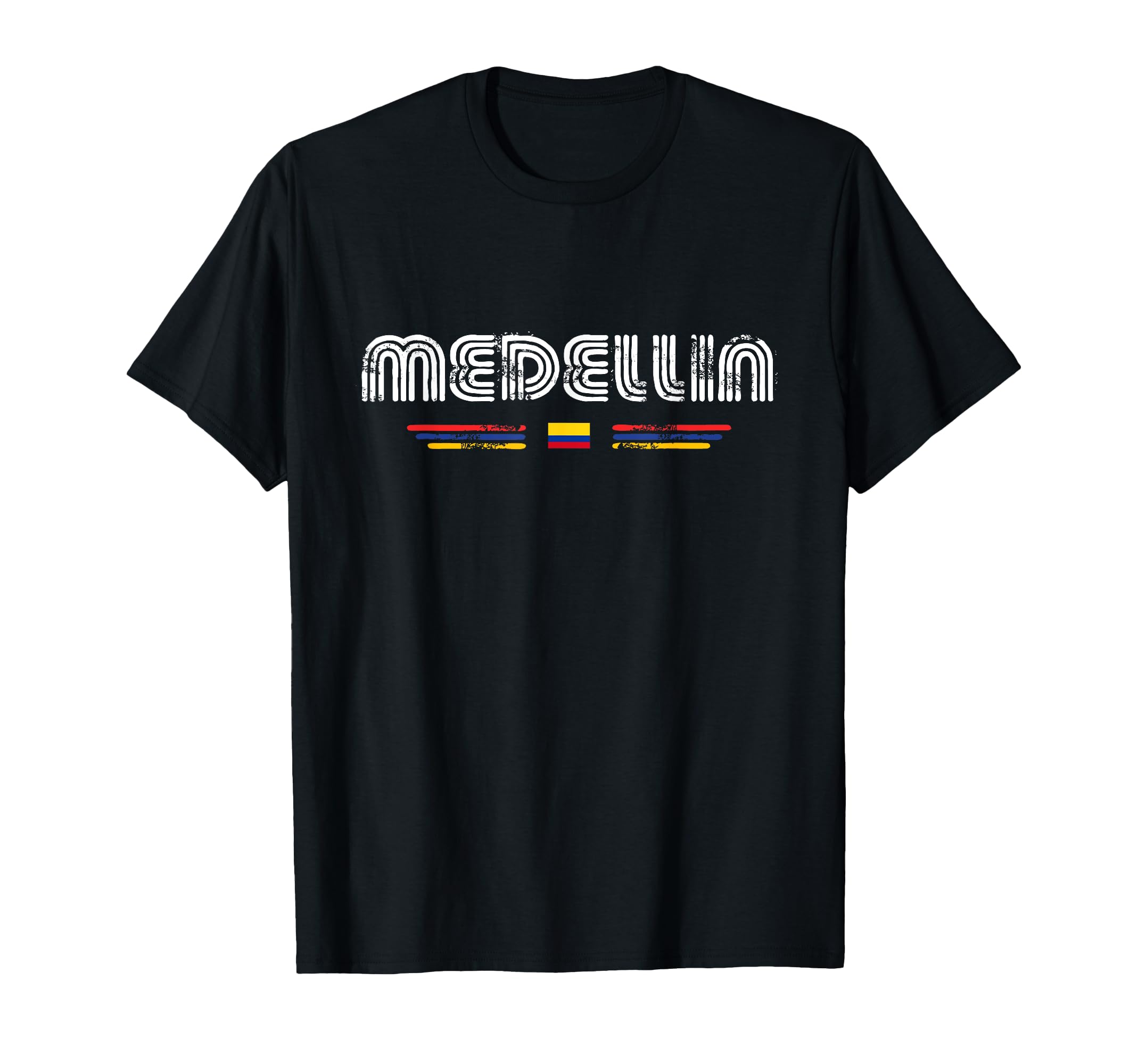Medellin Colombia 70S 80S Type Flag T-Shirt - Unique Graphic Unisex - T-Shirt, Sweatshirt, Hoodie