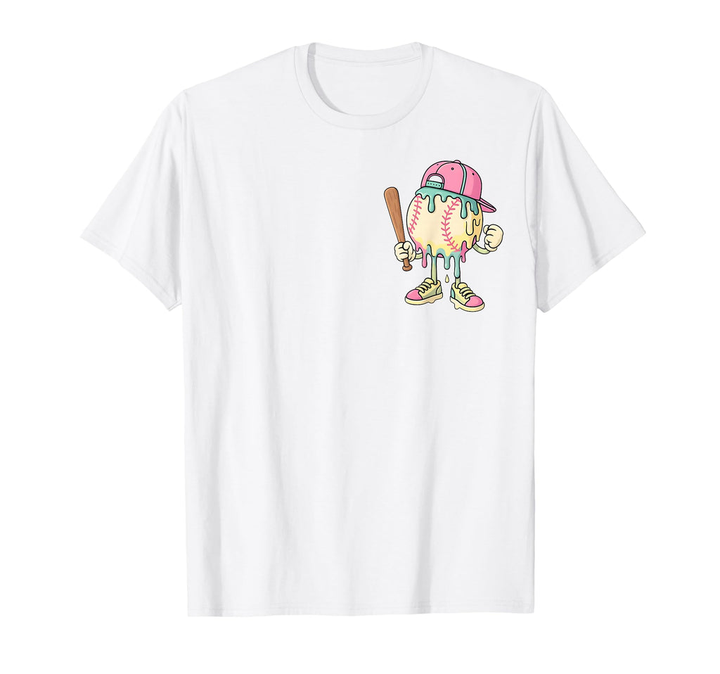 Baseball Ice Cream Drip 2 Sides T-Shirt - Aesthetic Graphic for Adults - T-Shirt, Sweatshirt, Hoodie