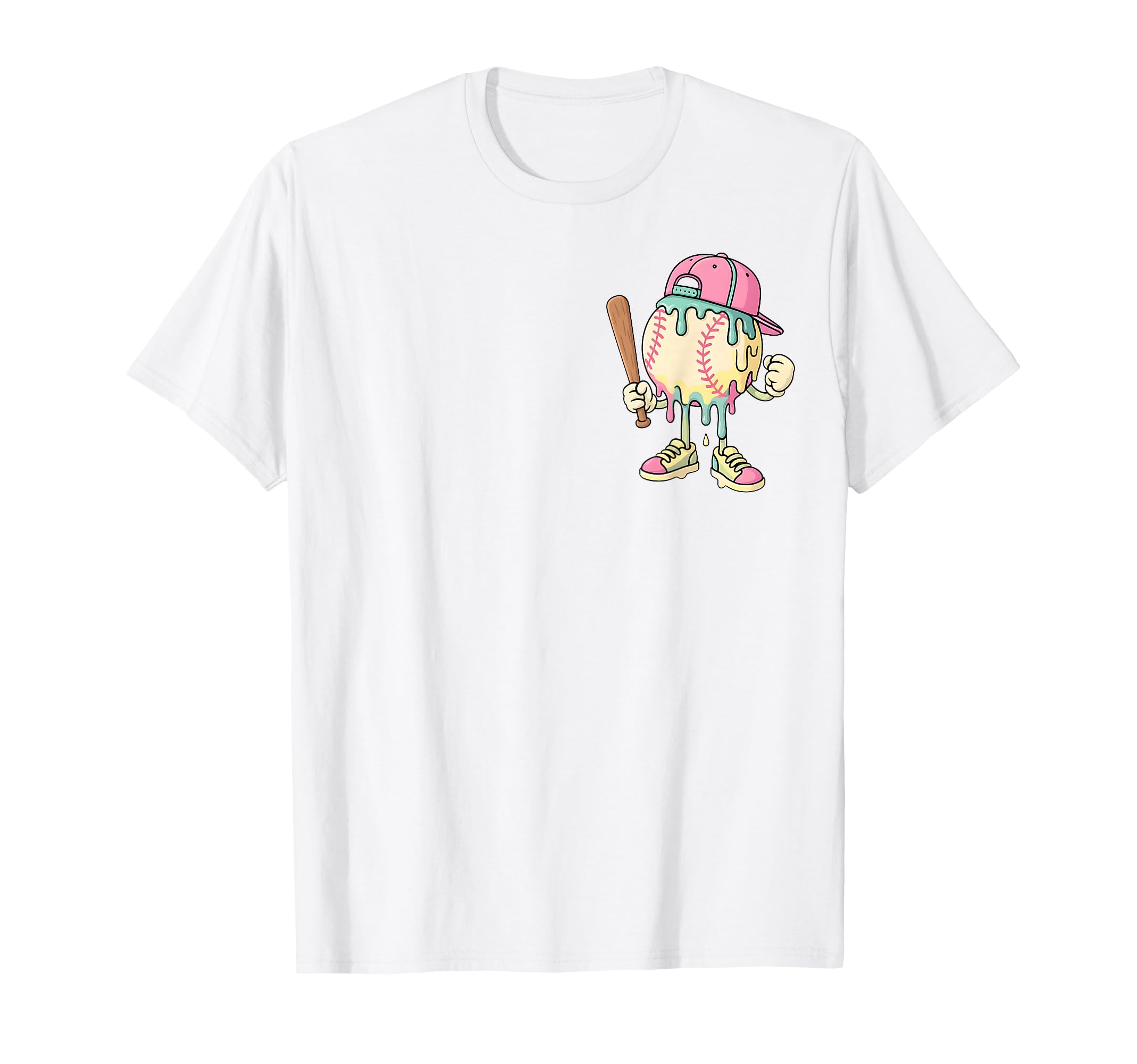 Baseball Ice Cream Drip 2 Sides T-Shirt - Aesthetic Graphic for Adults - T-Shirt, Sweatshirt, Hoodie
