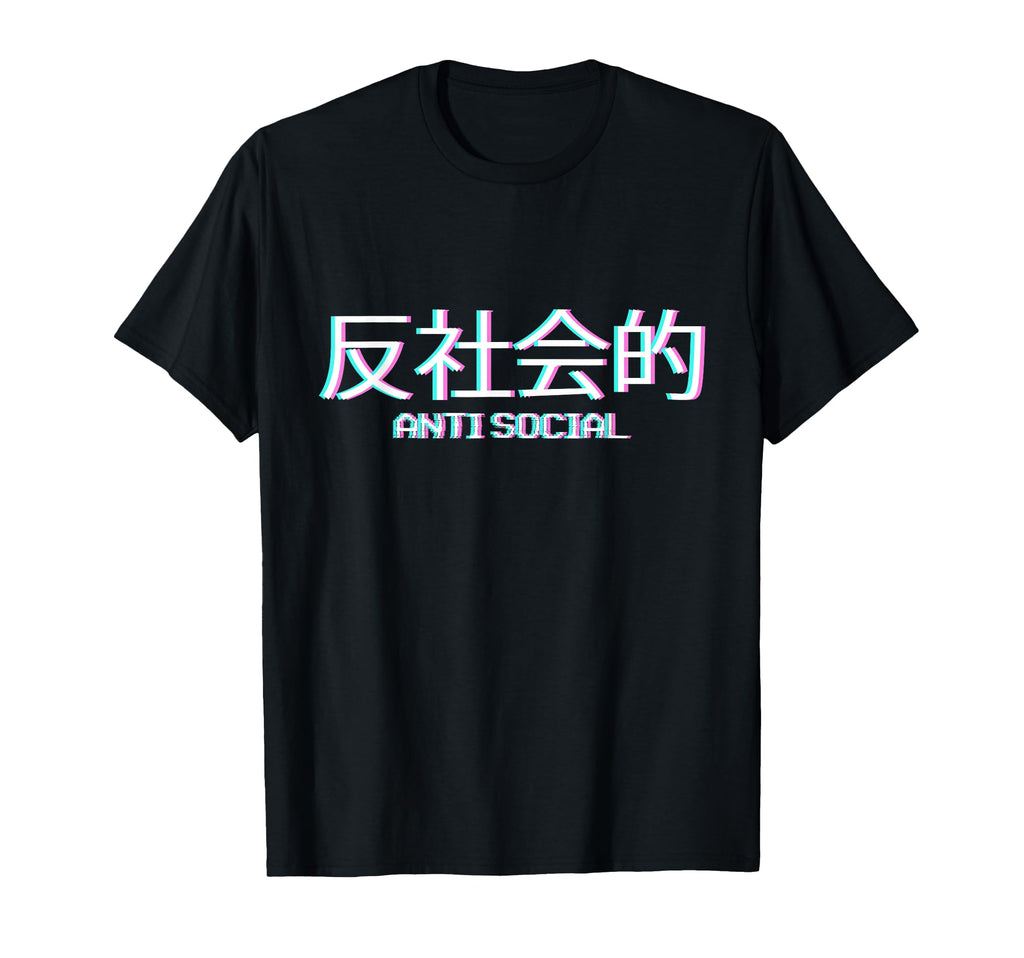 Anti Social Japanese Text Vaporwave T-Shirt - Unique Graphic Men Women - T-Shirt, Sweatshirt, Hoodie