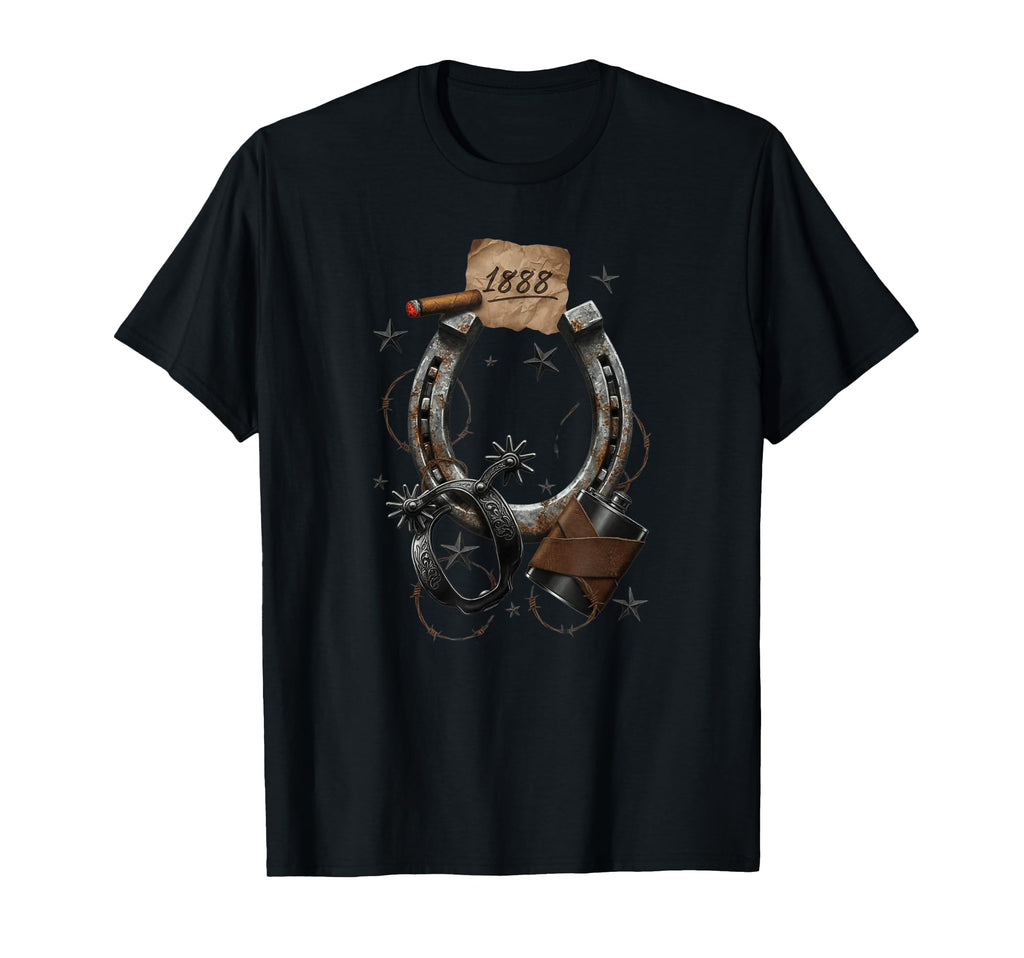 Western Revolver Stars Barbed Wire Cowboy T-Shirt - Graphic Print Unisex - T-Shirt, Sweatshirt, Hoodie