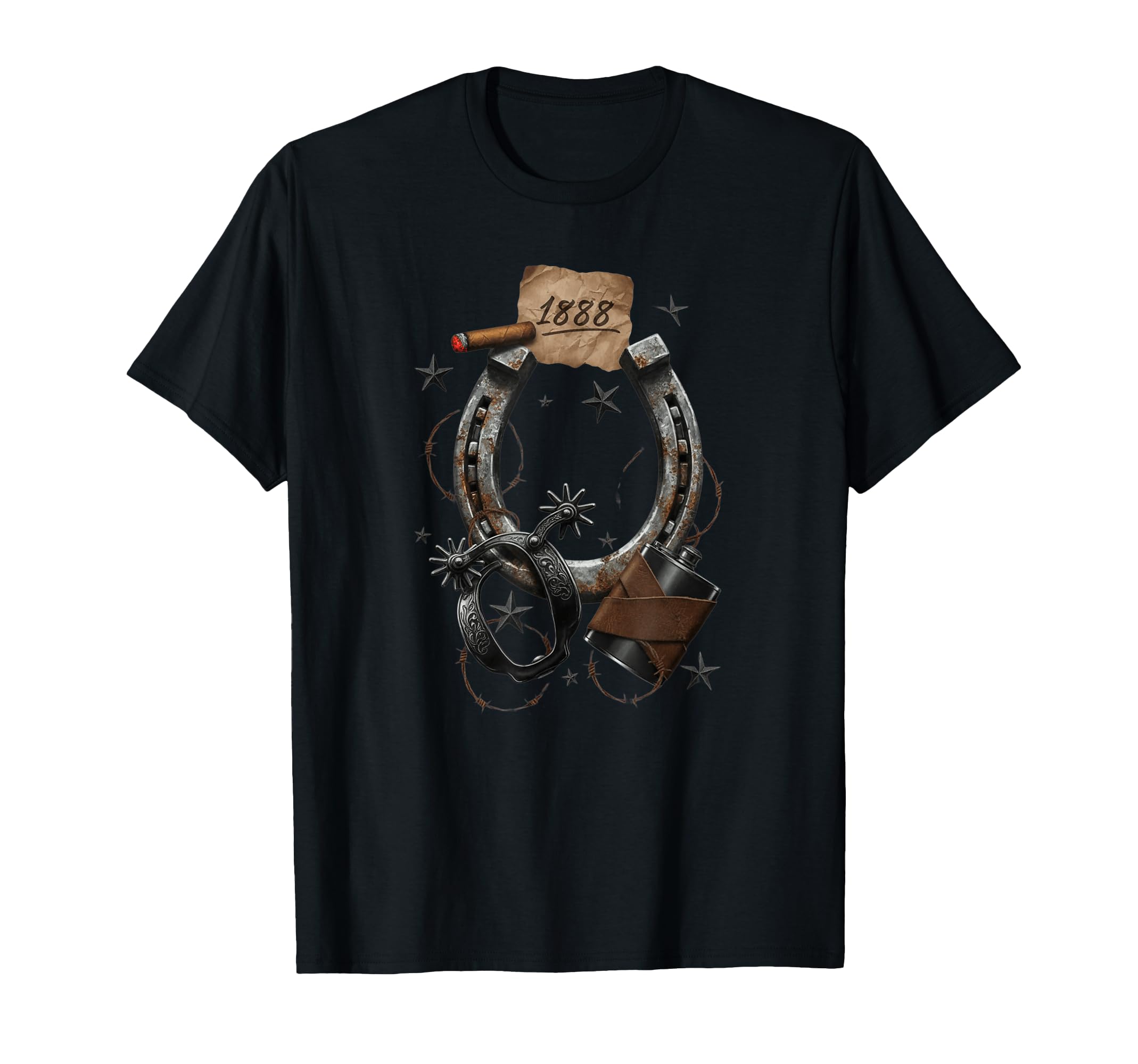 Western Revolver Stars Barbed Wire Cowboy T-Shirt - Graphic Print Unisex - T-Shirt, Sweatshirt, Hoodie