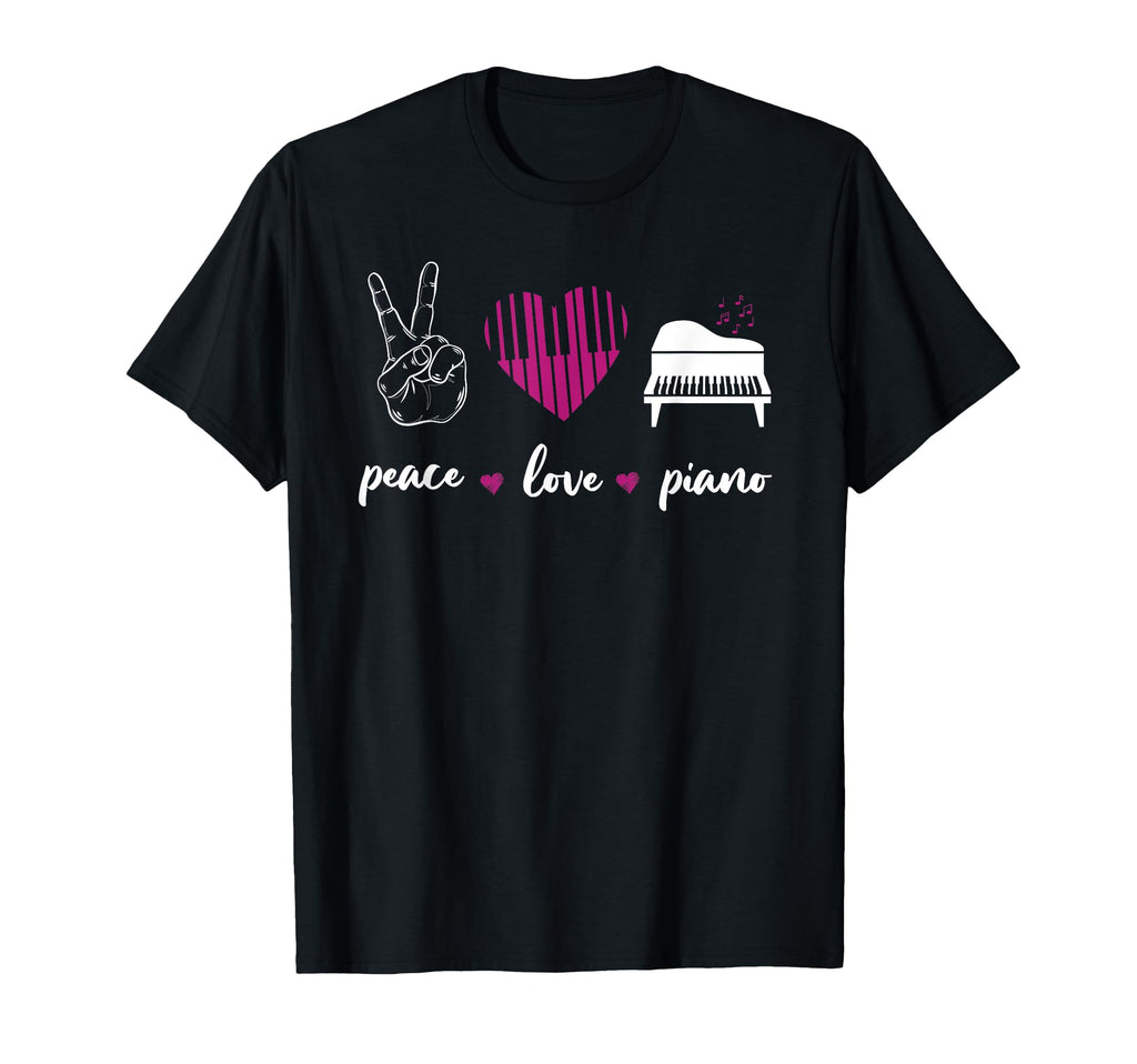 Piano Teacher Pianist Heart Peace Love T-Shirt - Trendy Graphic for Adults - T-Shirt, Sweatshirt, Hoodie
