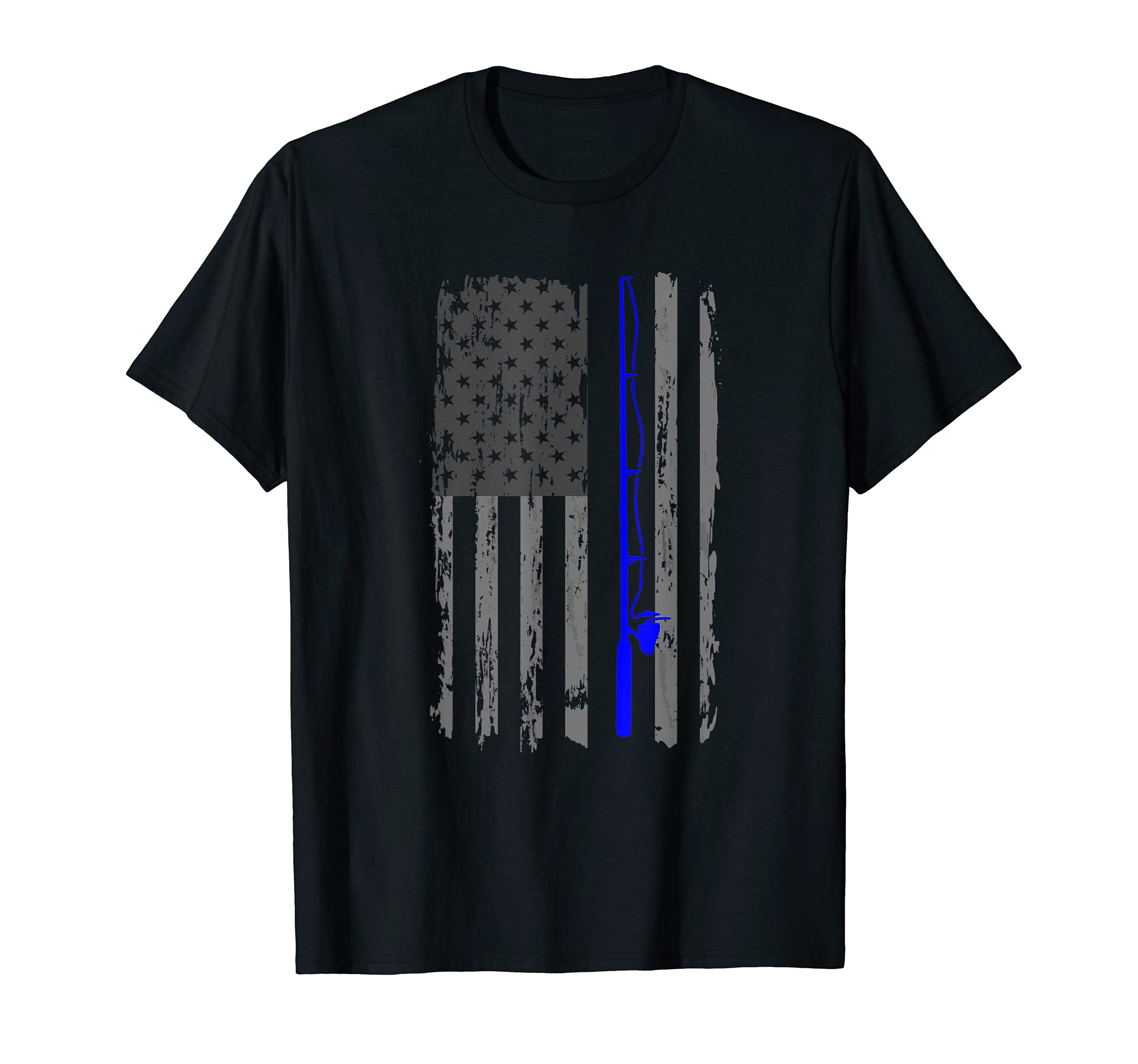 Patriots Fishing American Flag Distressed T-Shirt - Custom Art Print Unisex - T-Shirt, Sweatshirt, Hoodie