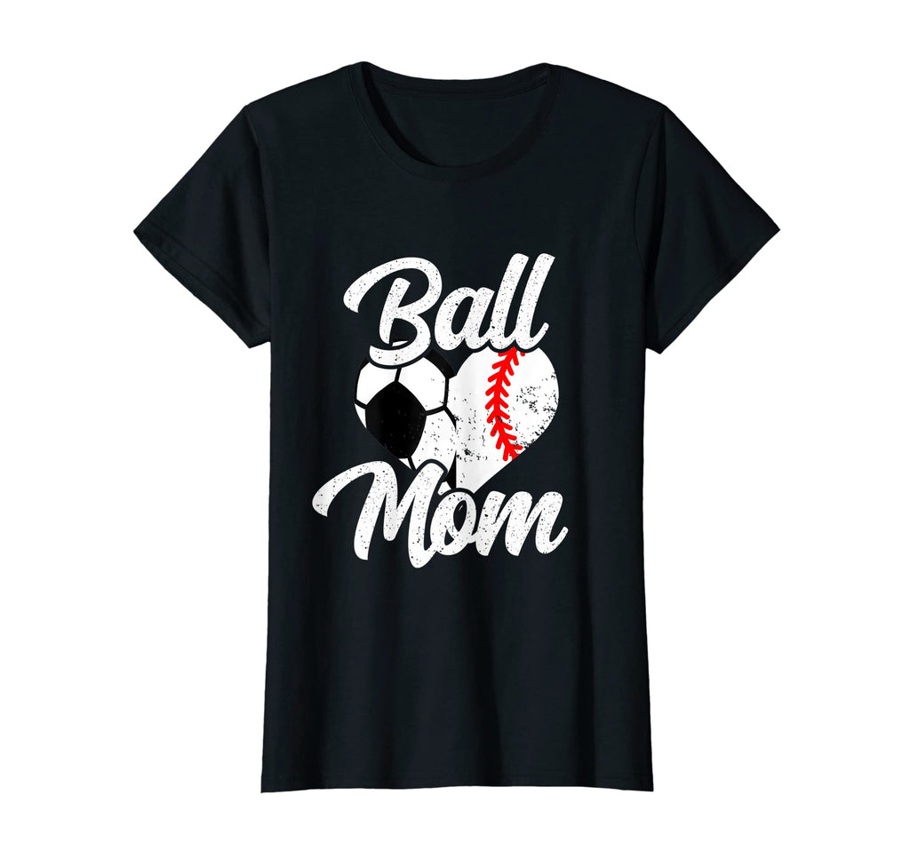 Womens Ball Mom Heart Funny Baseball T-Shirt - Casual Everyday Wear Unisex - T-Shirt, Sweatshirt, Hoodie