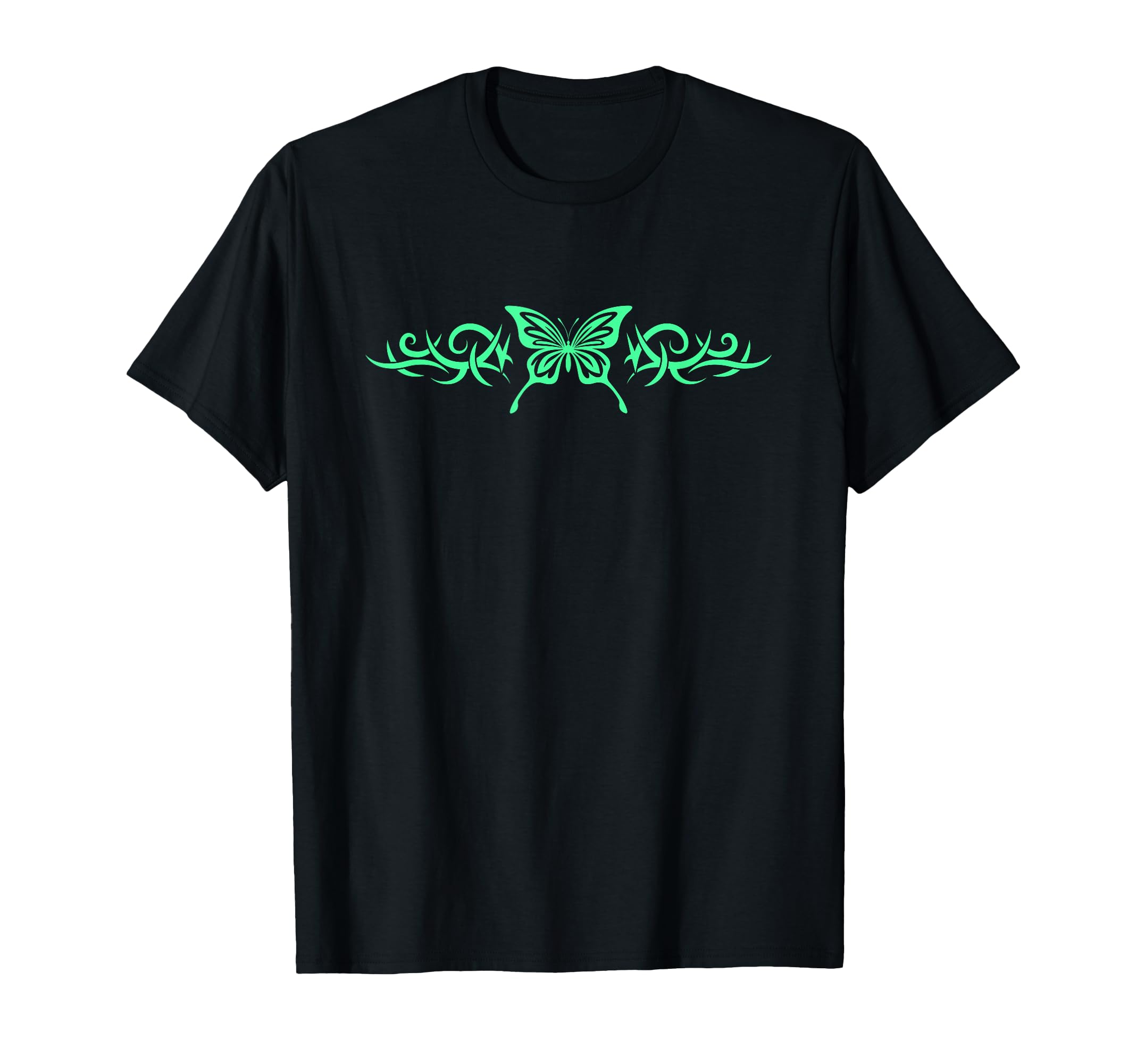 Green Butterfly Tattoo Harajuku T-Shirt - Custom Art Print for Adults - T-Shirt, Sweatshirt, Hoodie