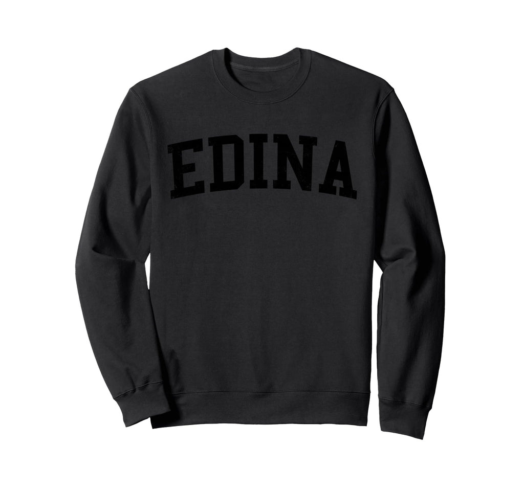 Edina Mn Distressed Black Varsity Sweatshirt - Trendy Graphic Men Women - T-Shirt, Sweatshirt, Hoodie