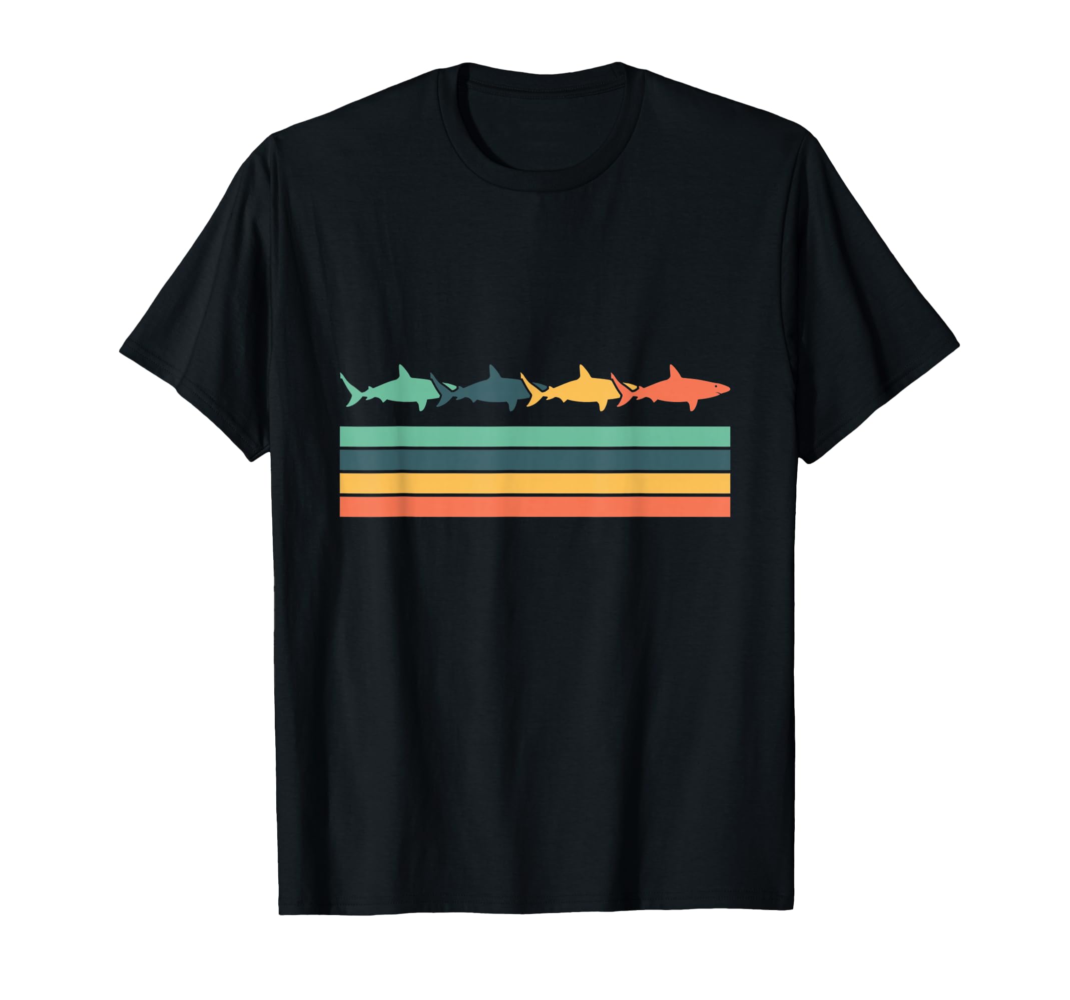 Shark Stripes Colorful Ocean T-Shirt - Minimalist Print Unisex - T-Shirt, Sweatshirt, Hoodie