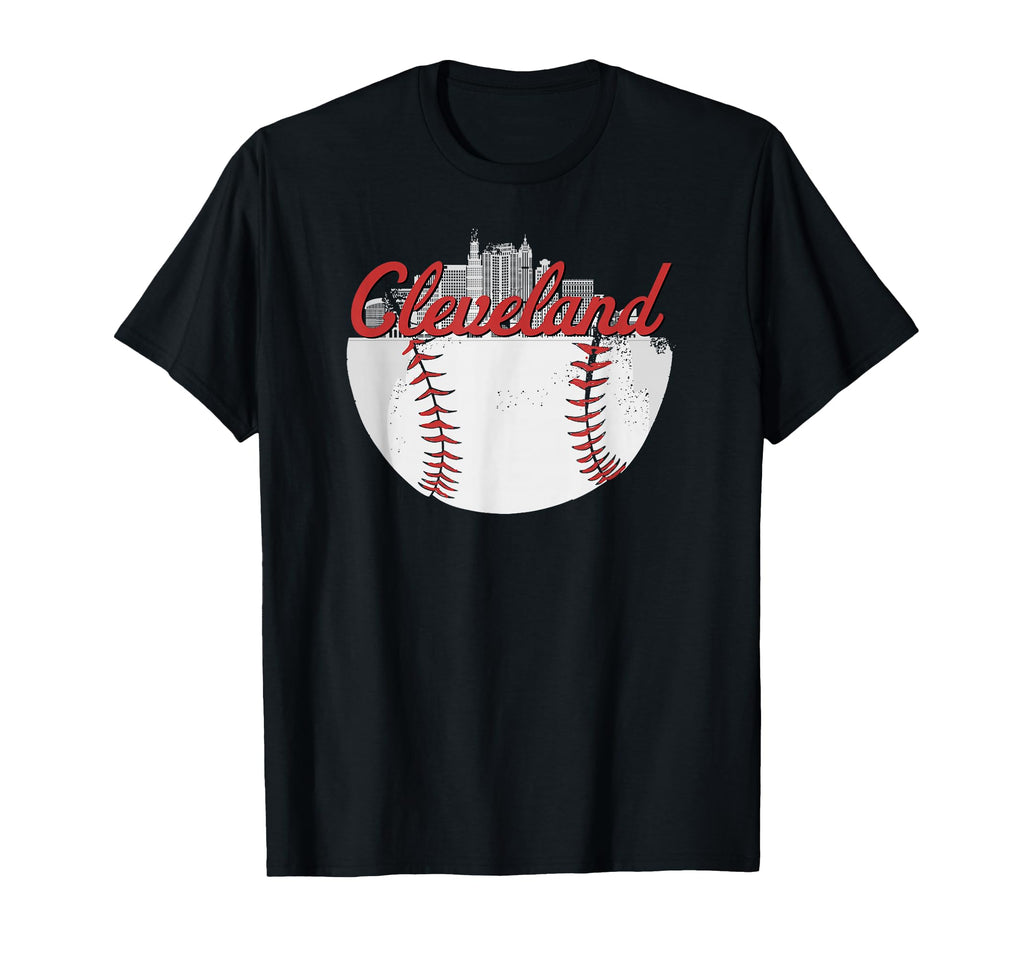 Cleveland Skyline Cityscape Baseball T-Shirt - Graphic Print Men Women - T-Shirt, Sweatshirt, Hoodie