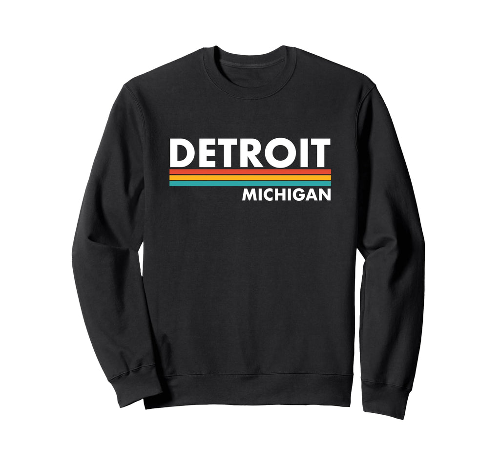 Detroit Michigan Stripes Sweatshirt - Trendy Graphic Unisex - T-Shirt, Sweatshirt, Hoodie