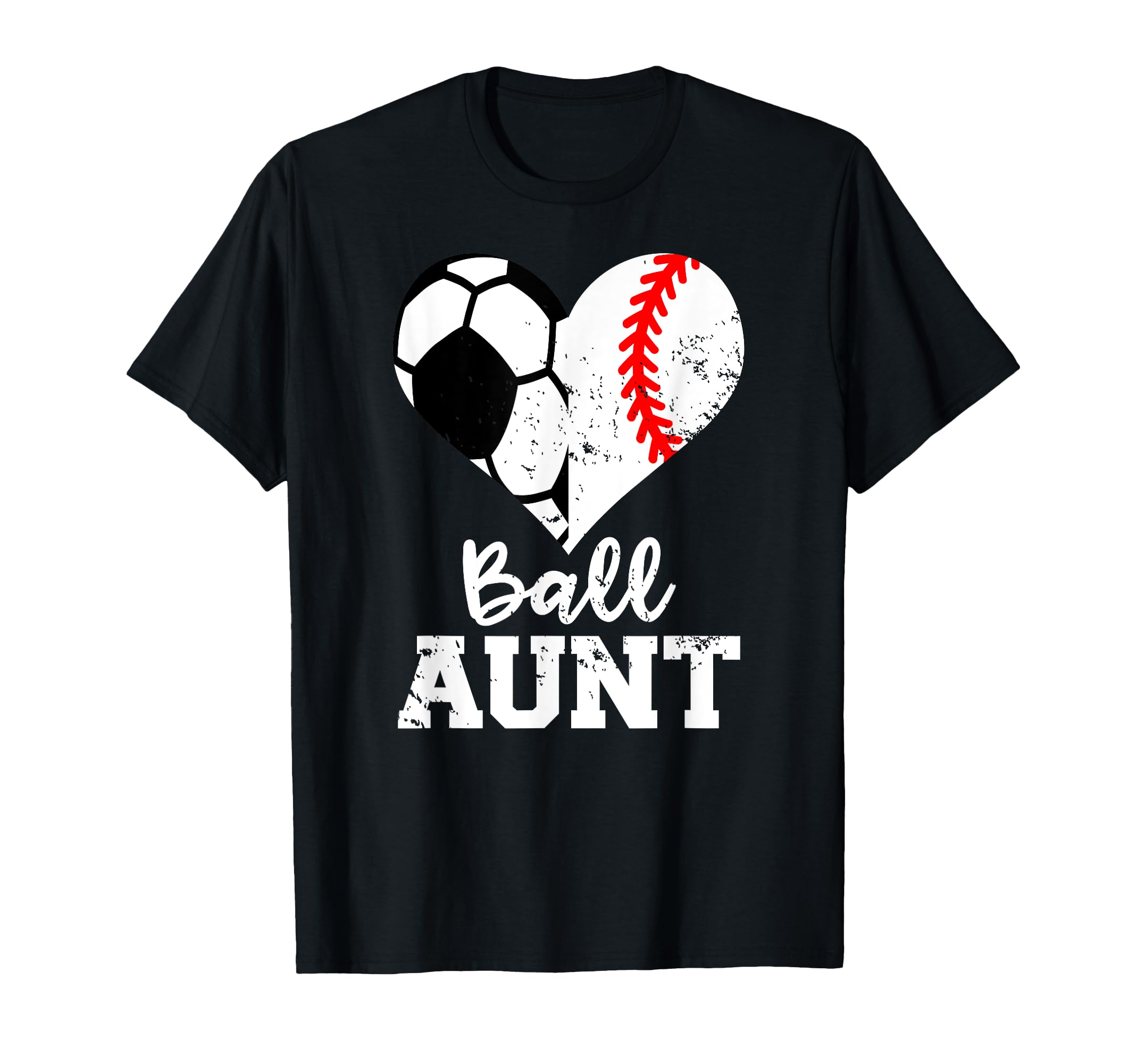 Ball Aunt Heart Funny Soccer Baseball T-Shirt - Custom Art Print Unisex - T-Shirt, Sweatshirt, Hoodie