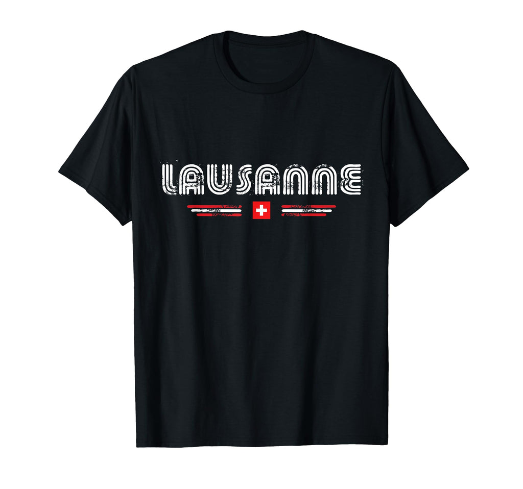 Lausanne Switzerland 70S 80S Type T-Shirt - Unique Graphic for Adults - T-Shirt, Sweatshirt, Hoodie