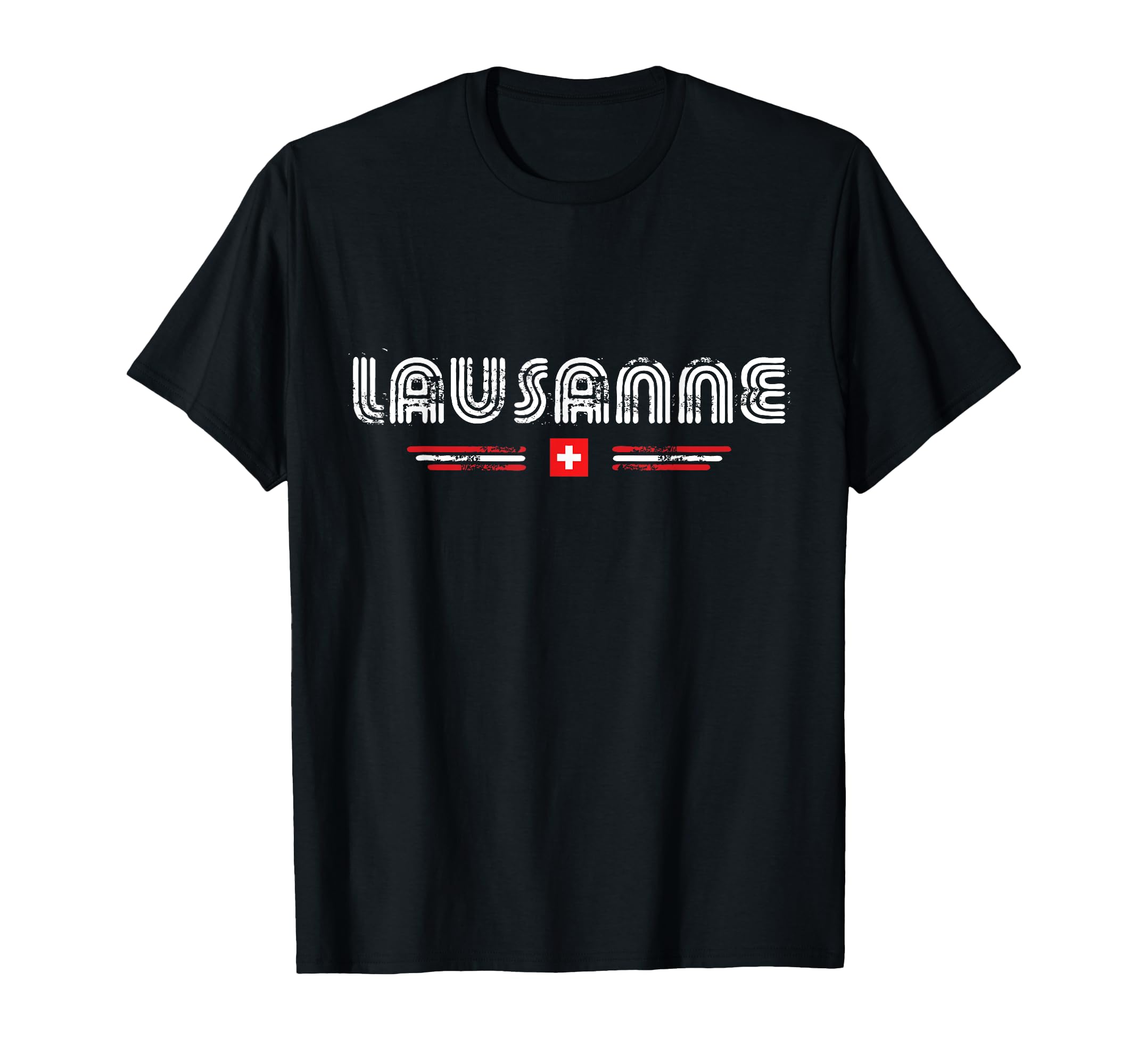 Lausanne Switzerland 70S 80S Type T-Shirt - Unique Graphic for Adults - T-Shirt, Sweatshirt, Hoodie