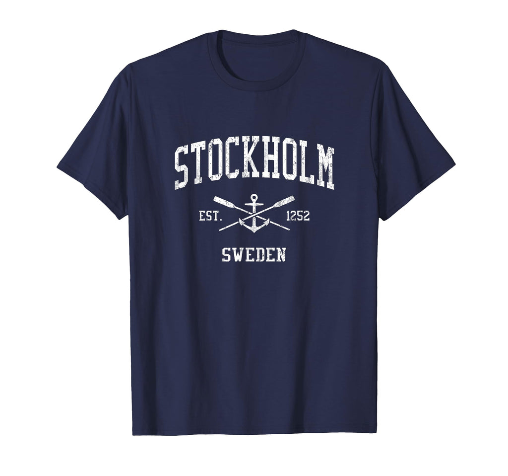 Stockholm Crossed Oars Boat Anchor T-Shirt - Casual Everyday Wear Unisex - T-Shirt, Sweatshirt, Hoodie