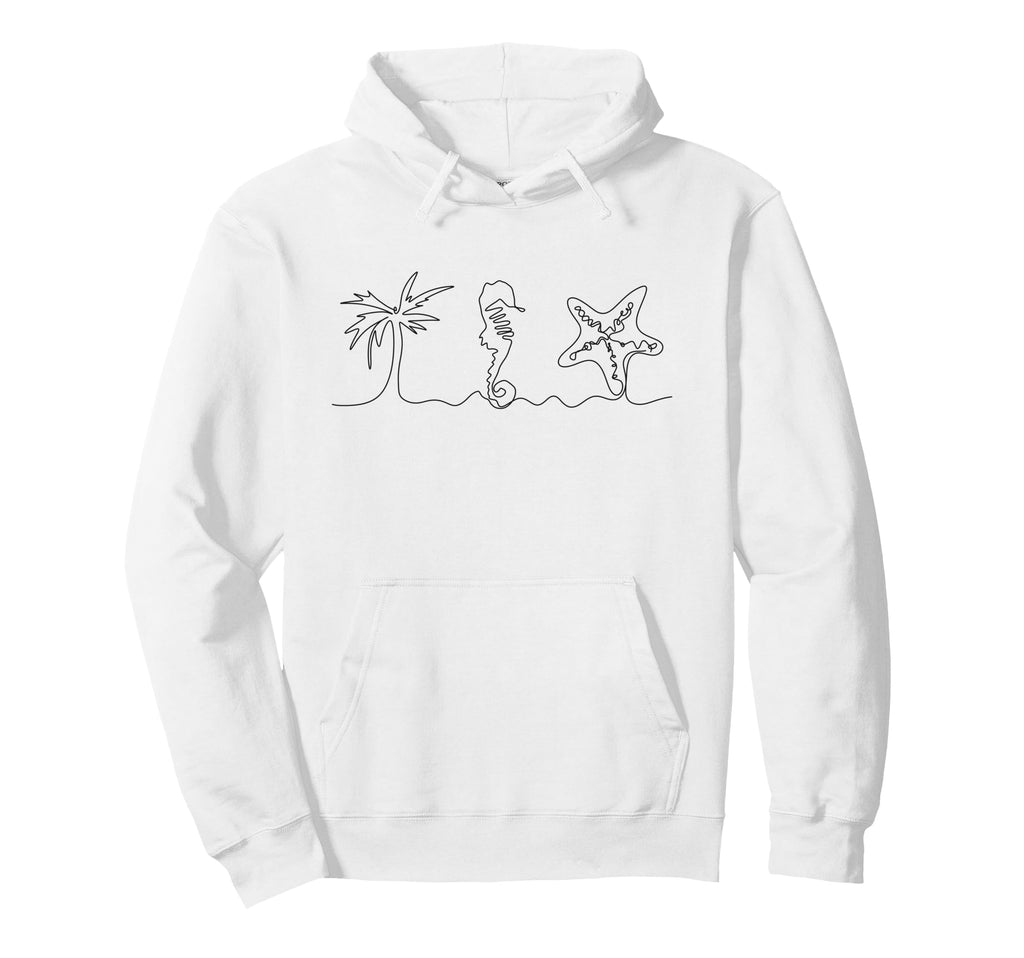 Beach Aesthetic Seahorse Starfish Hoodie - Casual Everyday Wear for Adults - T-Shirt, Sweatshirt, Hoodie