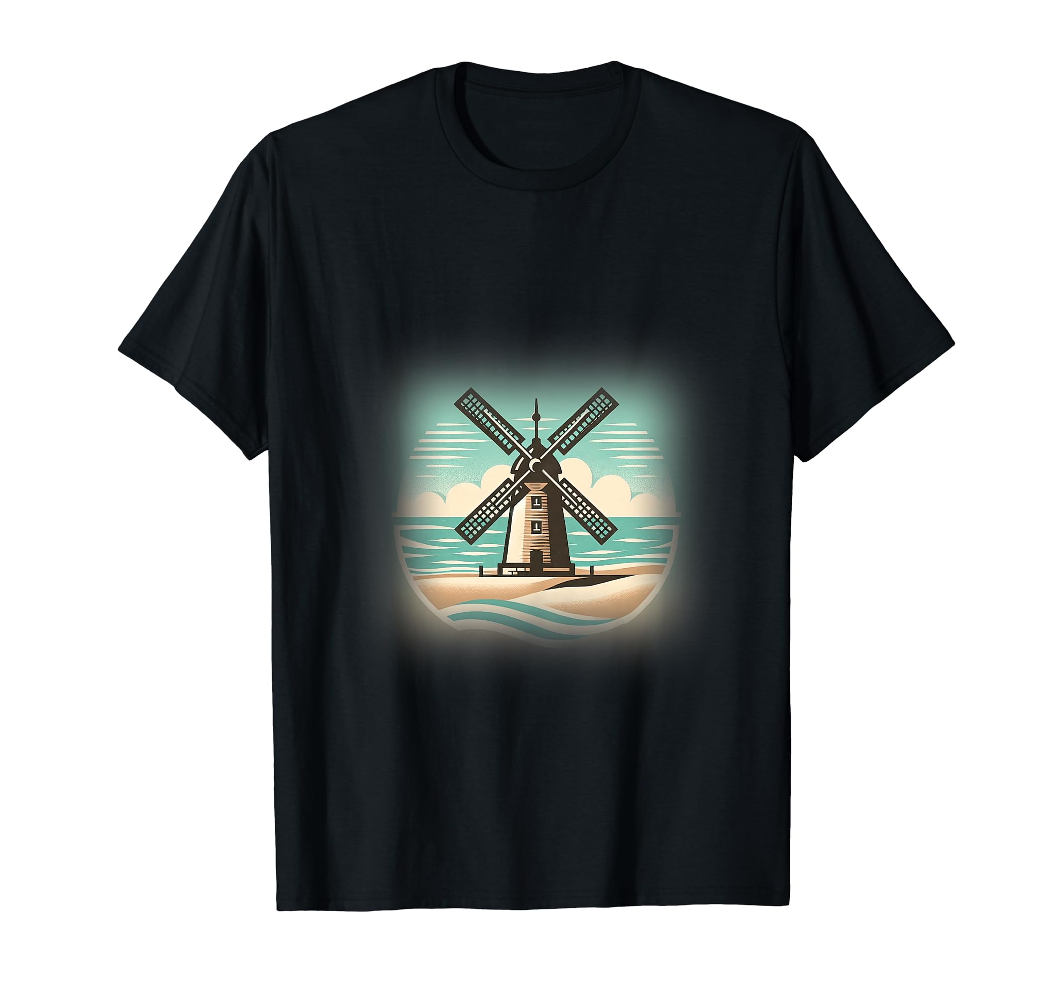 Windmill Beachfront Ocean 1970S T-Shirt - Trendy Graphic Unisex - T-Shirt, Sweatshirt, Hoodie
