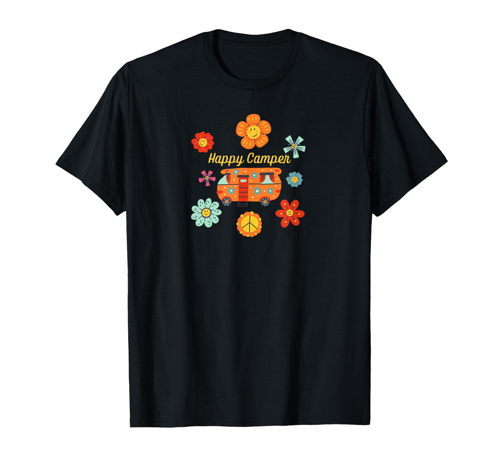 Happy Camper Hippie Boho Vibe Rv Van T-Shirt - Novelty Apparel Men Women - T-Shirt, Sweatshirt, Hoodie