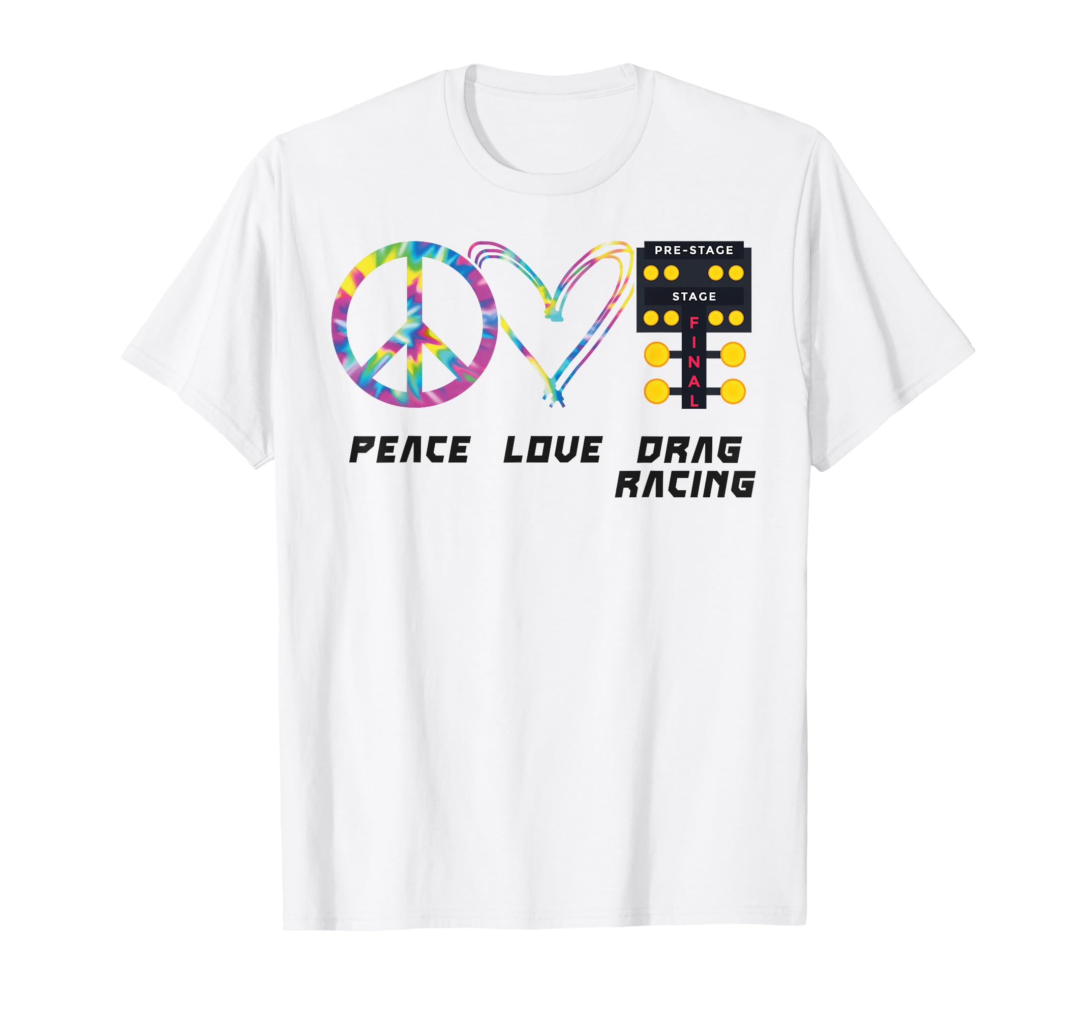 Drag Racing Race Car Tie Dye Peace Love T-Shirt - Aesthetic Graphic Unisex - T-Shirt, Sweatshirt, Hoodie