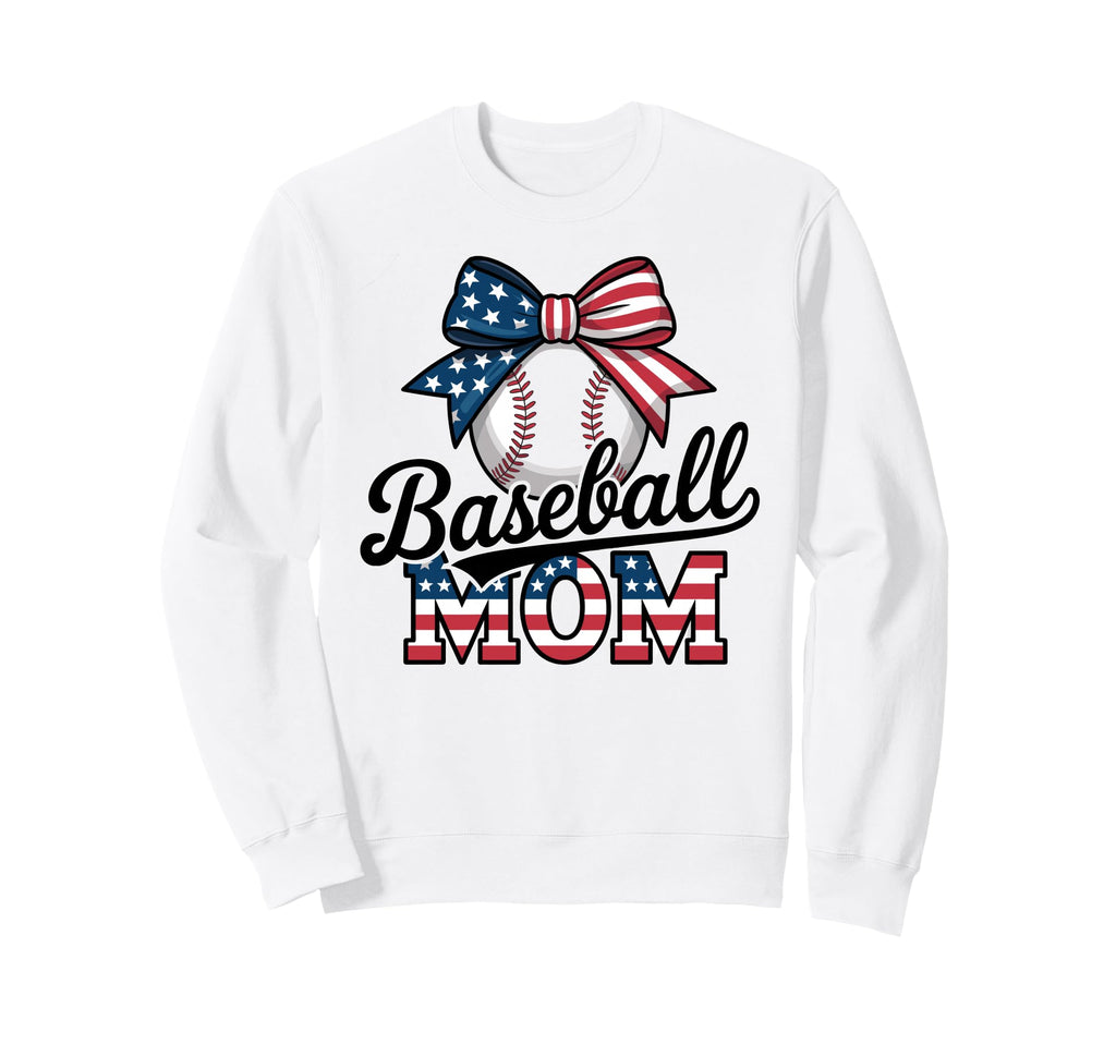 Baseball Mom Usa Patriotic Ribbon Sweatshirt - Minimalist Print for Adults - T-Shirt, Sweatshirt, Hoodie