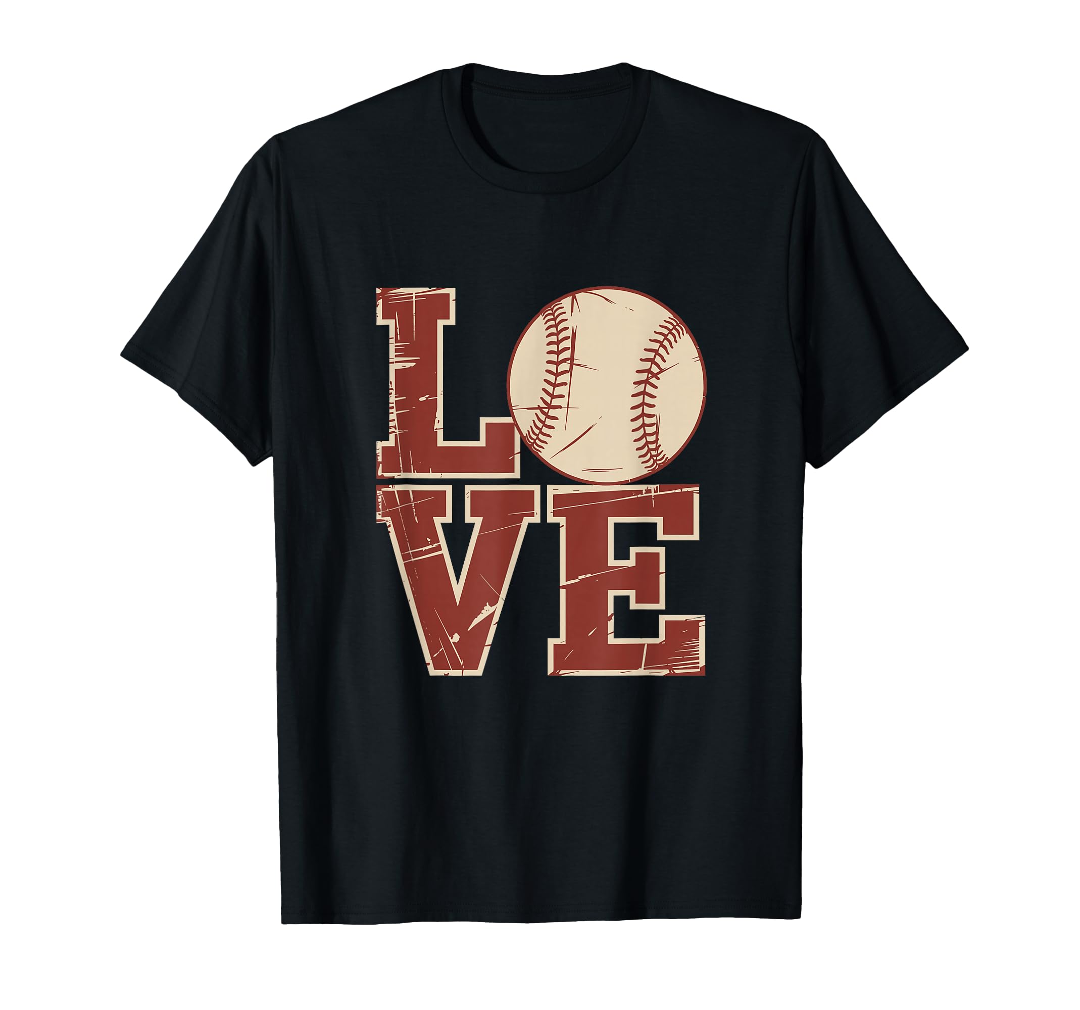 Baseball Love Distressed Lettering T-Shirt - Aesthetic Graphic for Adults - T-Shirt, Sweatshirt, Hoodie