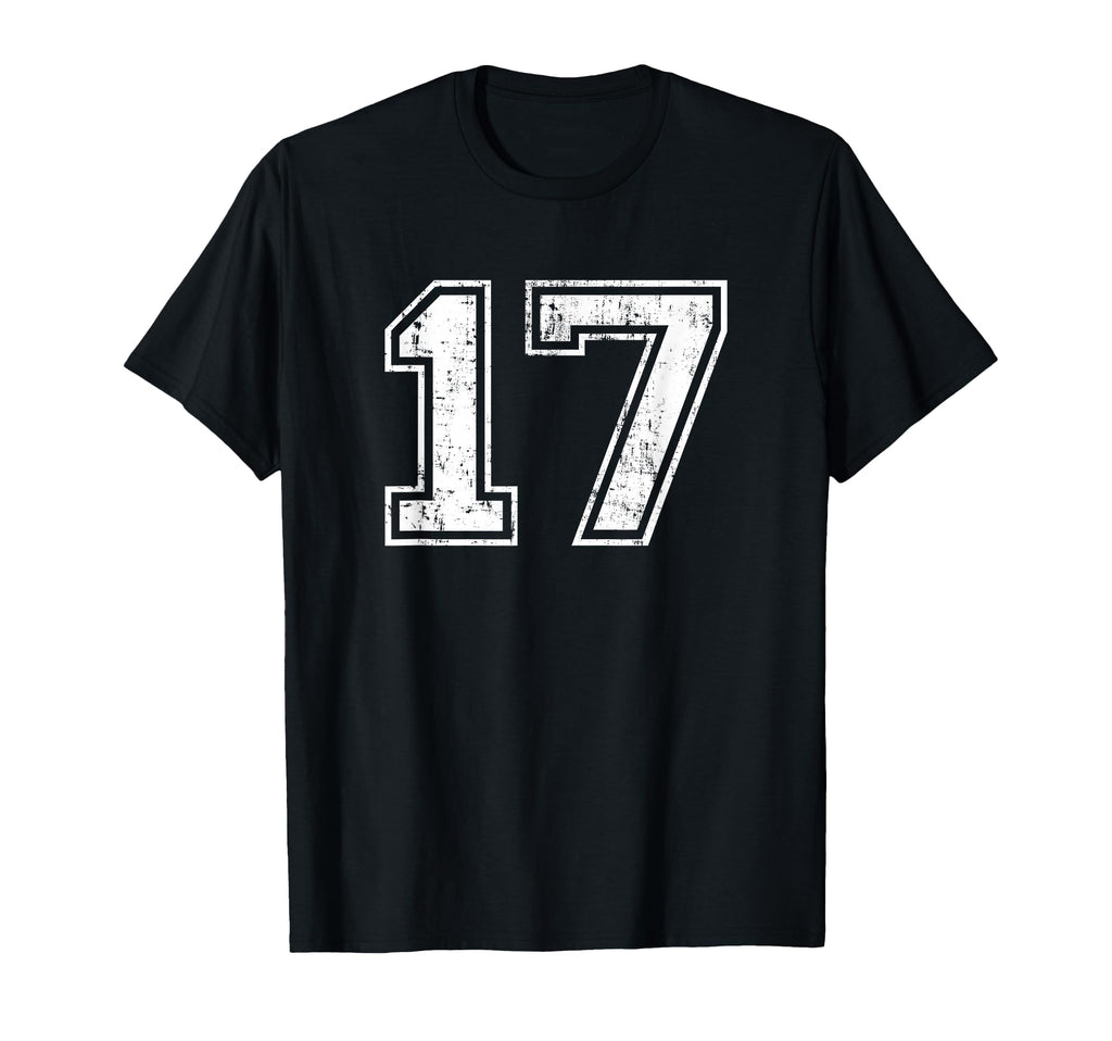 Number 17 Distressed Seventeen T-Shirt - Casual Everyday Wear Men Women - T-Shirt, Sweatshirt, Hoodie