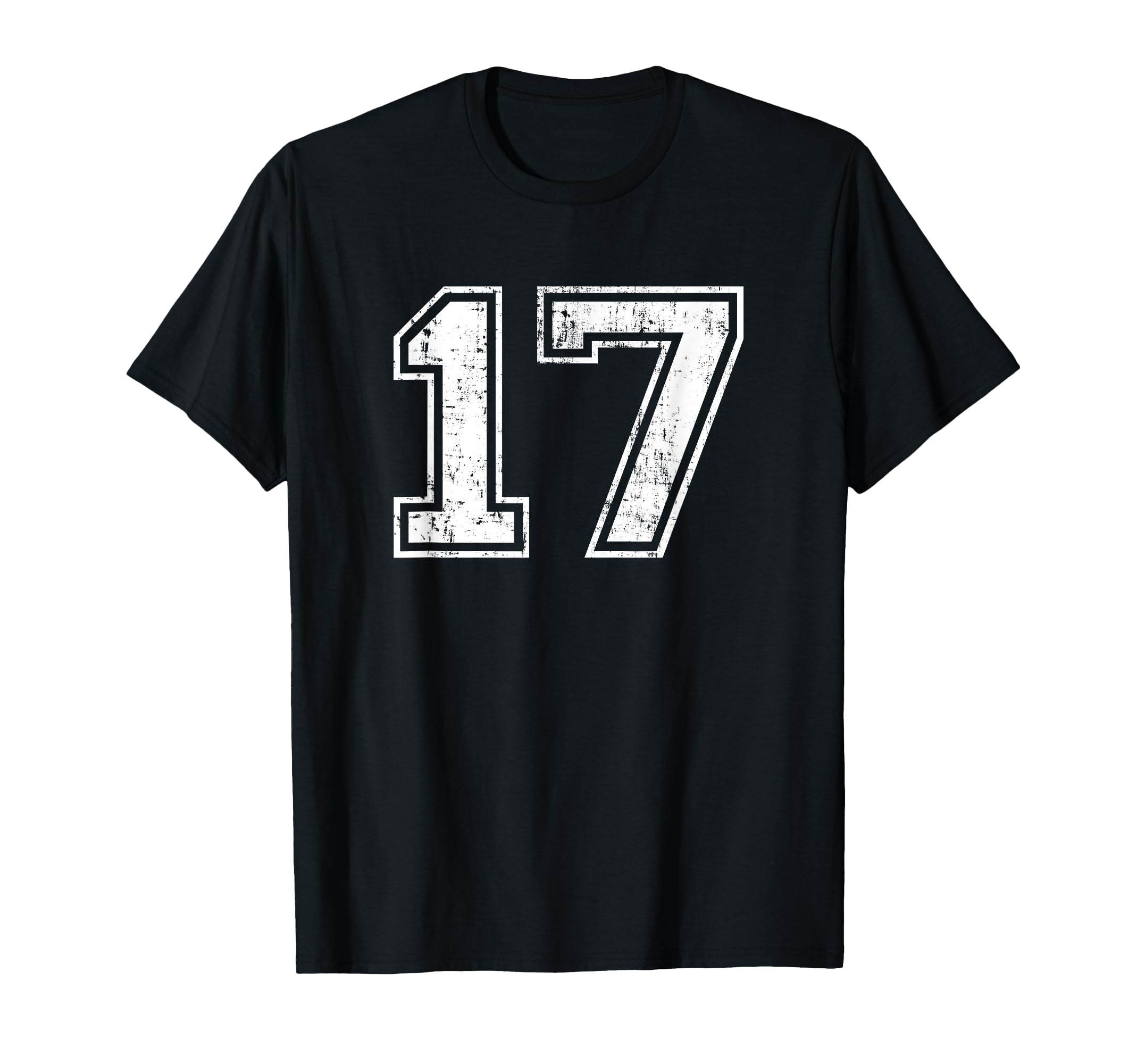 Number 17 Distressed Seventeen T-Shirt - Casual Everyday Wear Men Women - T-Shirt, Sweatshirt, Hoodie