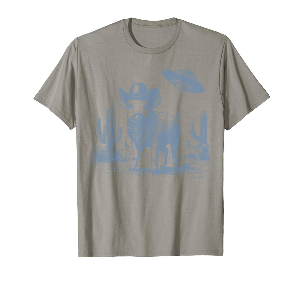Funny 90S Western Cowboy Pig Ufo Pig T-Shirt - Casual Everyday Wear Unisex - T-Shirt, Sweatshirt, Hoodie
