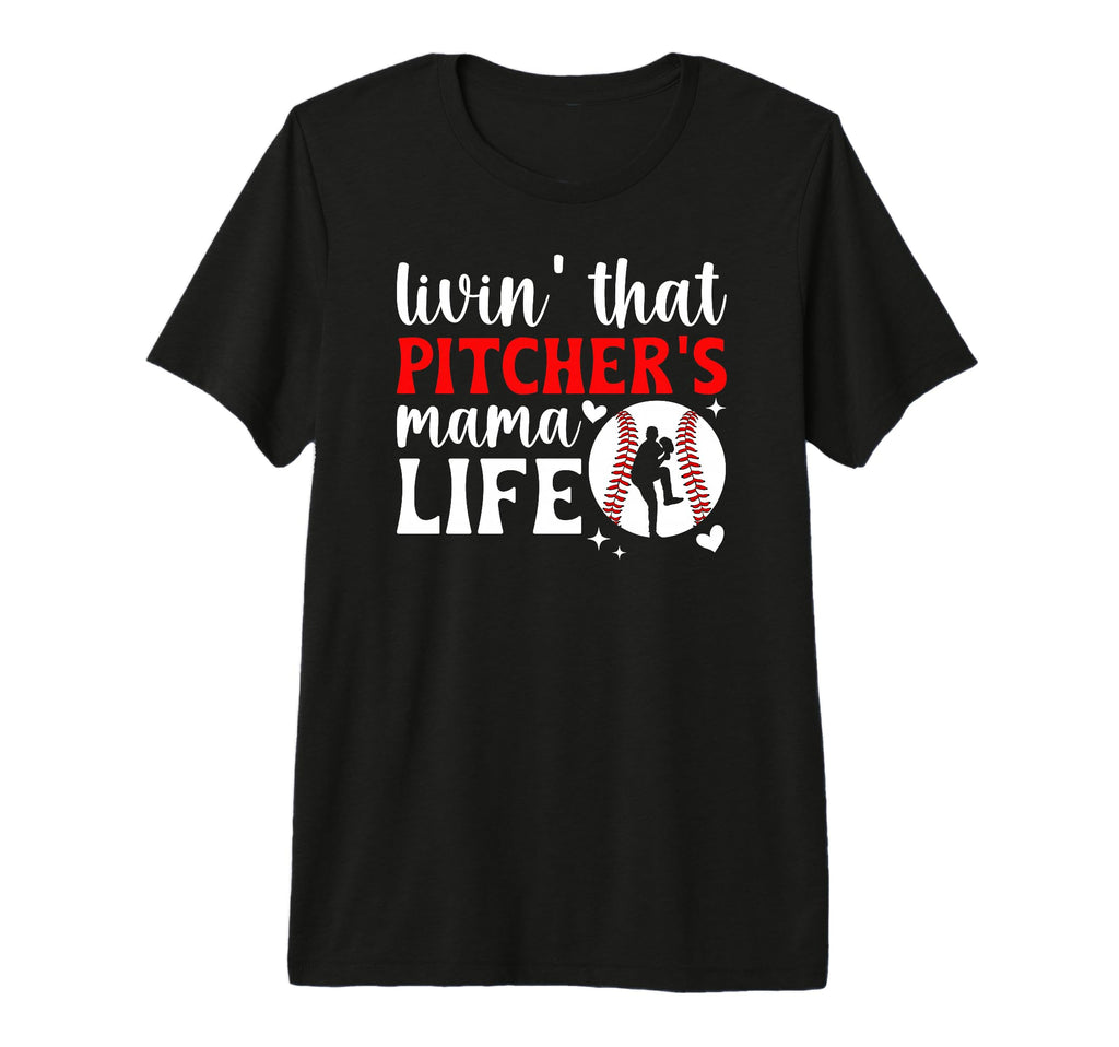 Baseball Pitcher Mama Life Baseball T-Shirt - Minimalist Print Men Women - T-Shirt, Sweatshirt, Hoodie