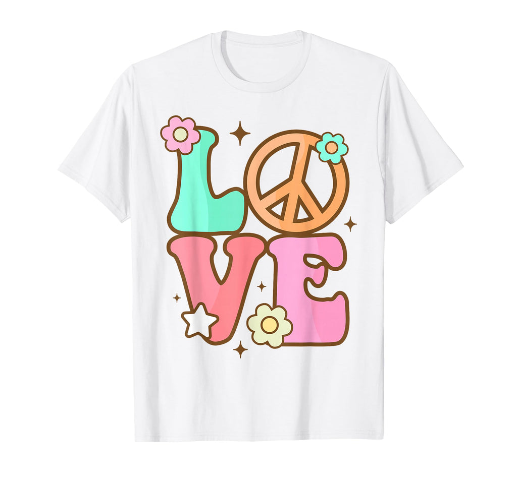 Peace Sign Love 60S 70S Costume T-Shirt - Casual Everyday Wear for Adults - T-Shirt, Sweatshirt, Hoodie