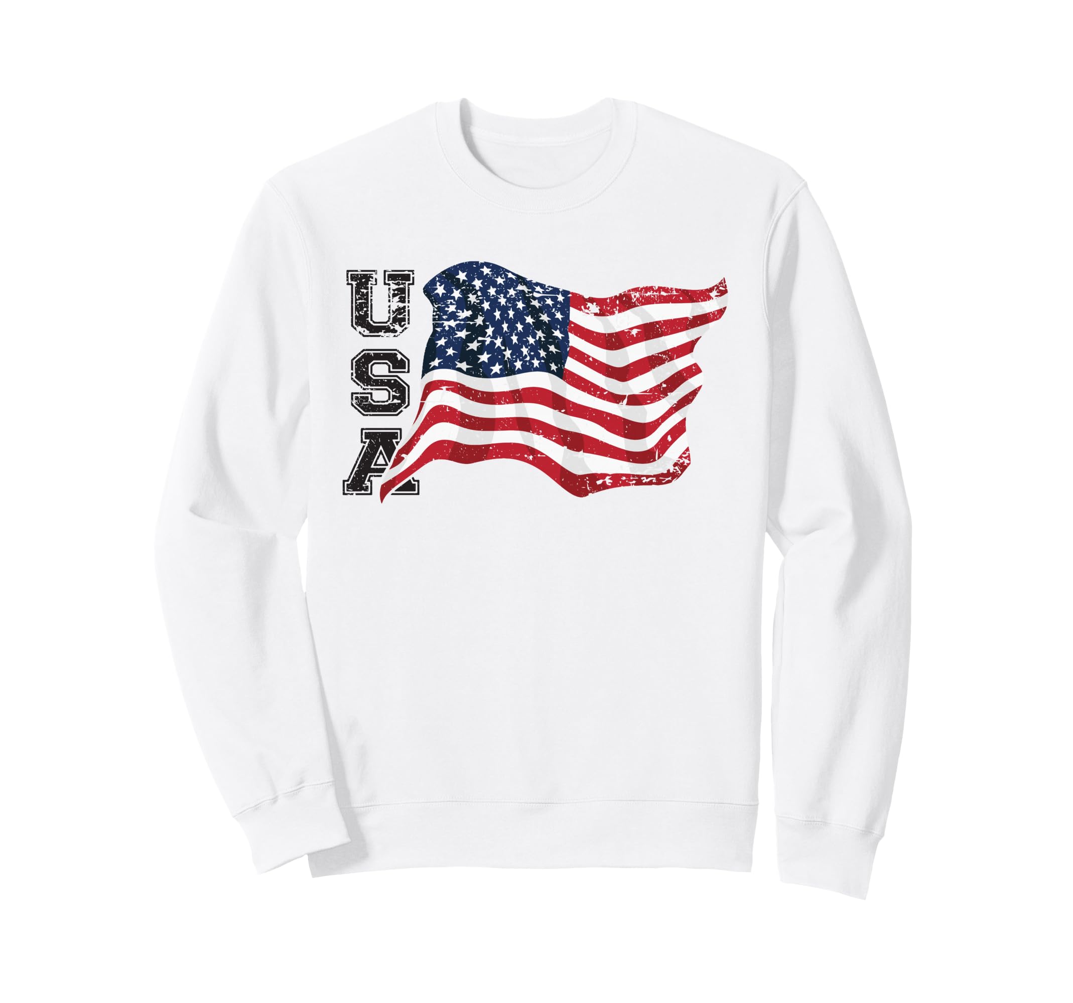 Usa Patriotic Waving American Flag Sweatshirt - Unique Graphic Men Women - T-Shirt, Sweatshirt, Hoodie