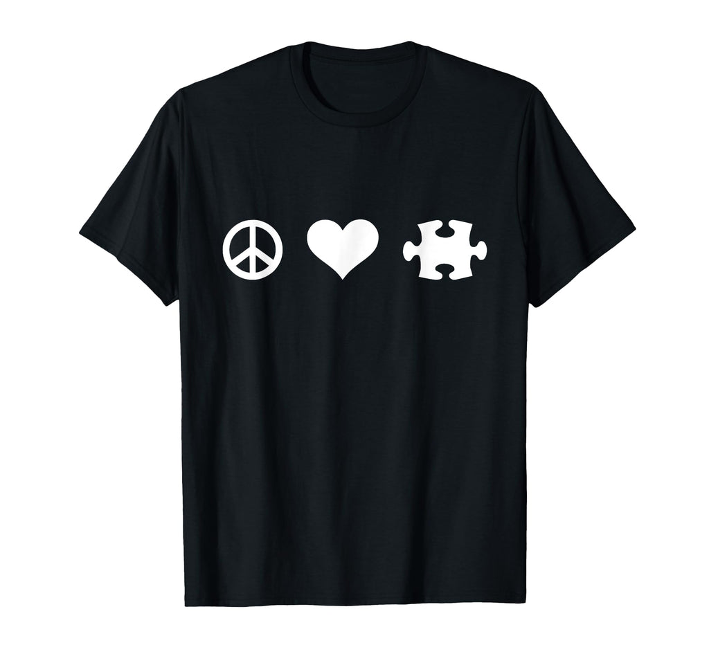 Peace Love Jigsaw Puzzle T-Shirt - Minimalist Print for Adults - T-Shirt, Sweatshirt, Hoodie
