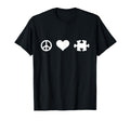 Peace Love Jigsaw Puzzle T-Shirt - Minimalist Print for Adults - T-Shirt, Sweatshirt, Hoodie