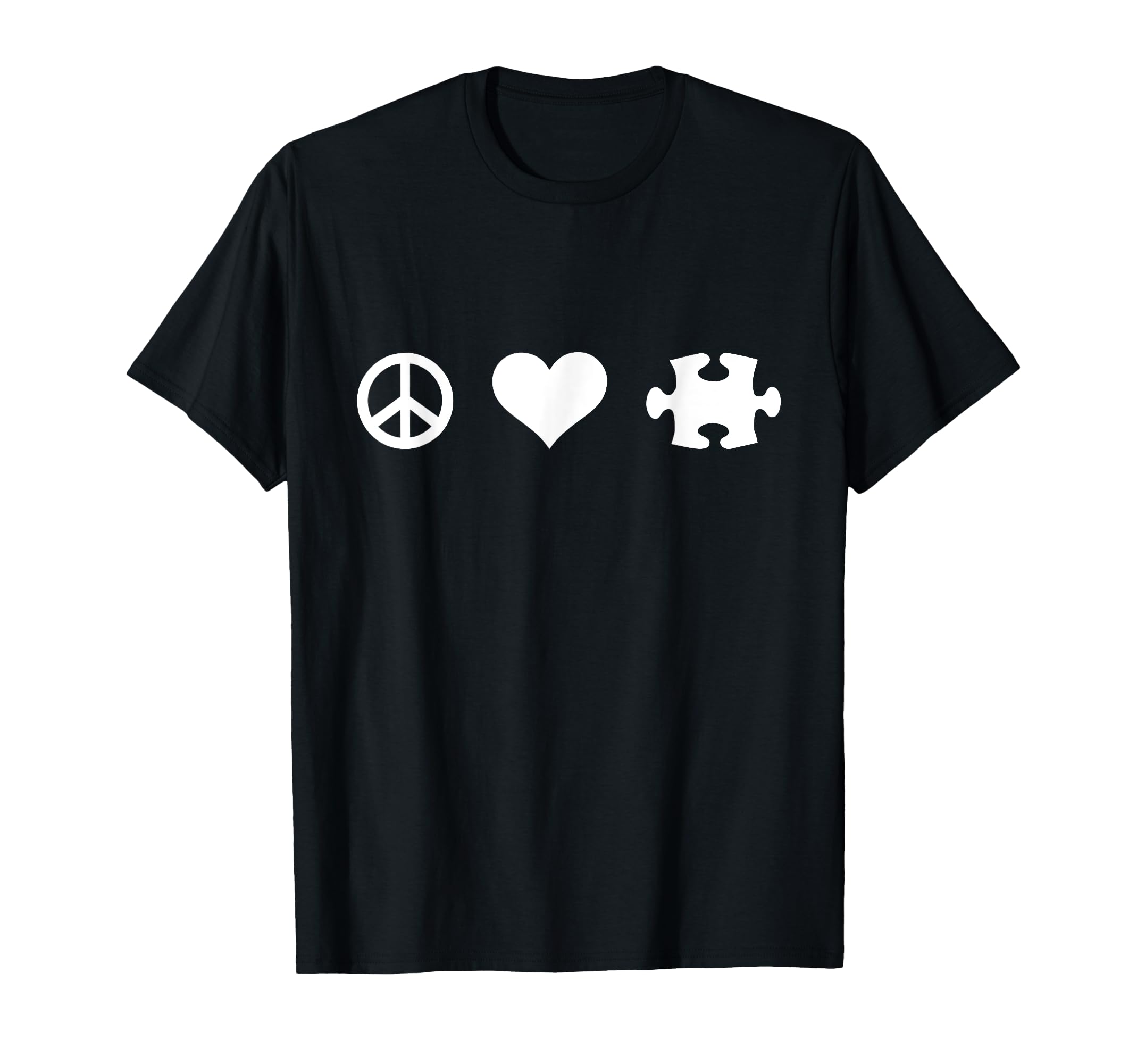 Peace Love Jigsaw Puzzle T-Shirt - Minimalist Print for Adults - T-Shirt, Sweatshirt, Hoodie