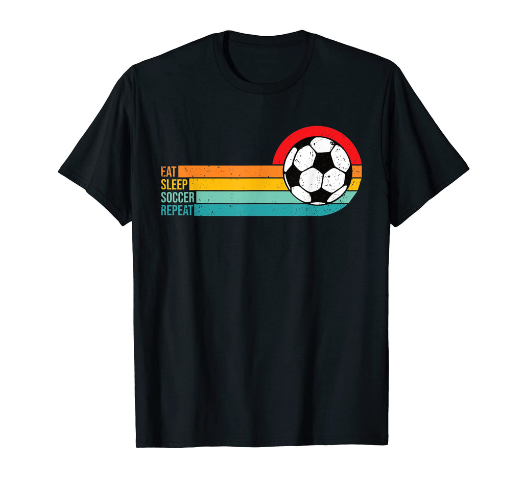 Eat Sleep Soccer Repeat Soccer Ball 70S T-Shirt - Unique Graphic Unisex - T-Shirt, Sweatshirt, Hoodie