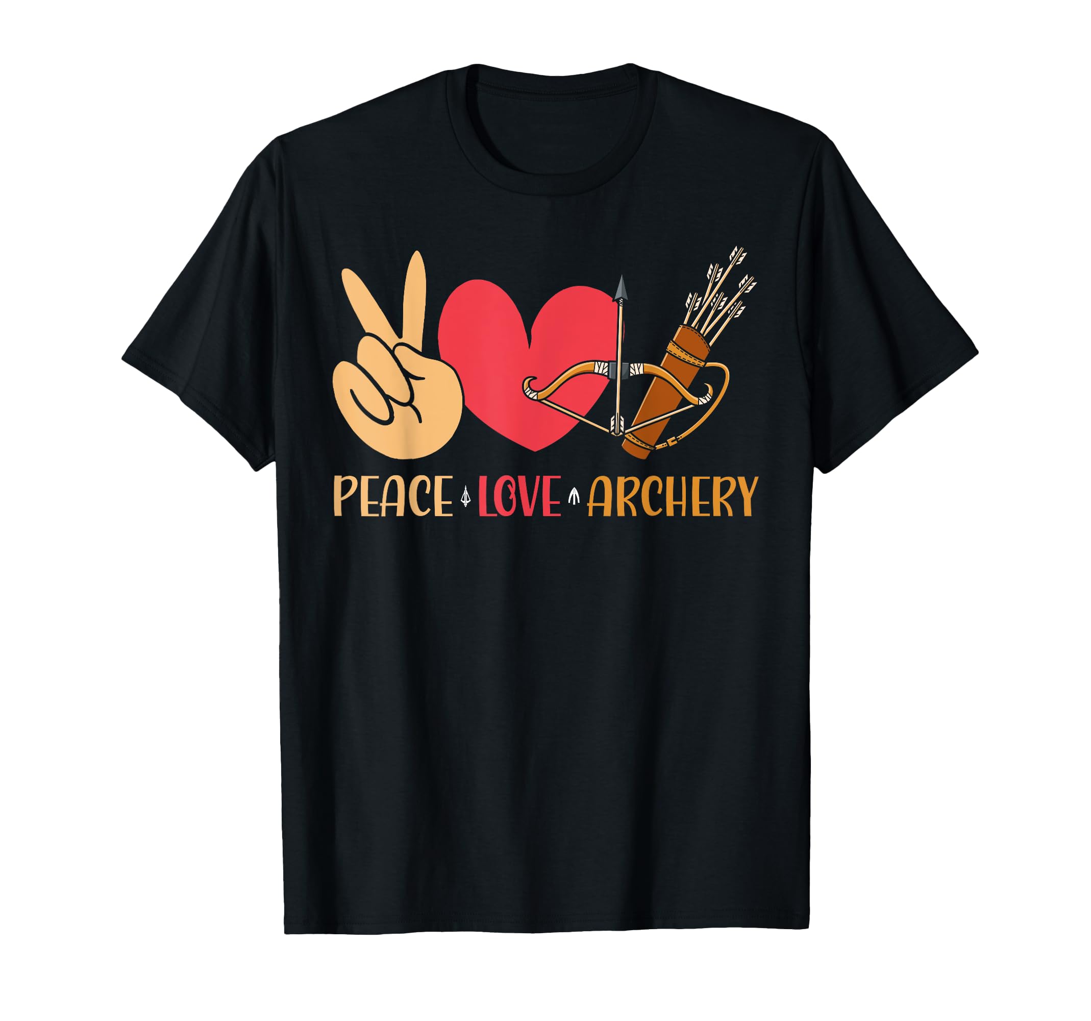 Archery Bow Archer Peace Love T-Shirt - Casual Everyday Wear Men Women - T-Shirt, Sweatshirt, Hoodie