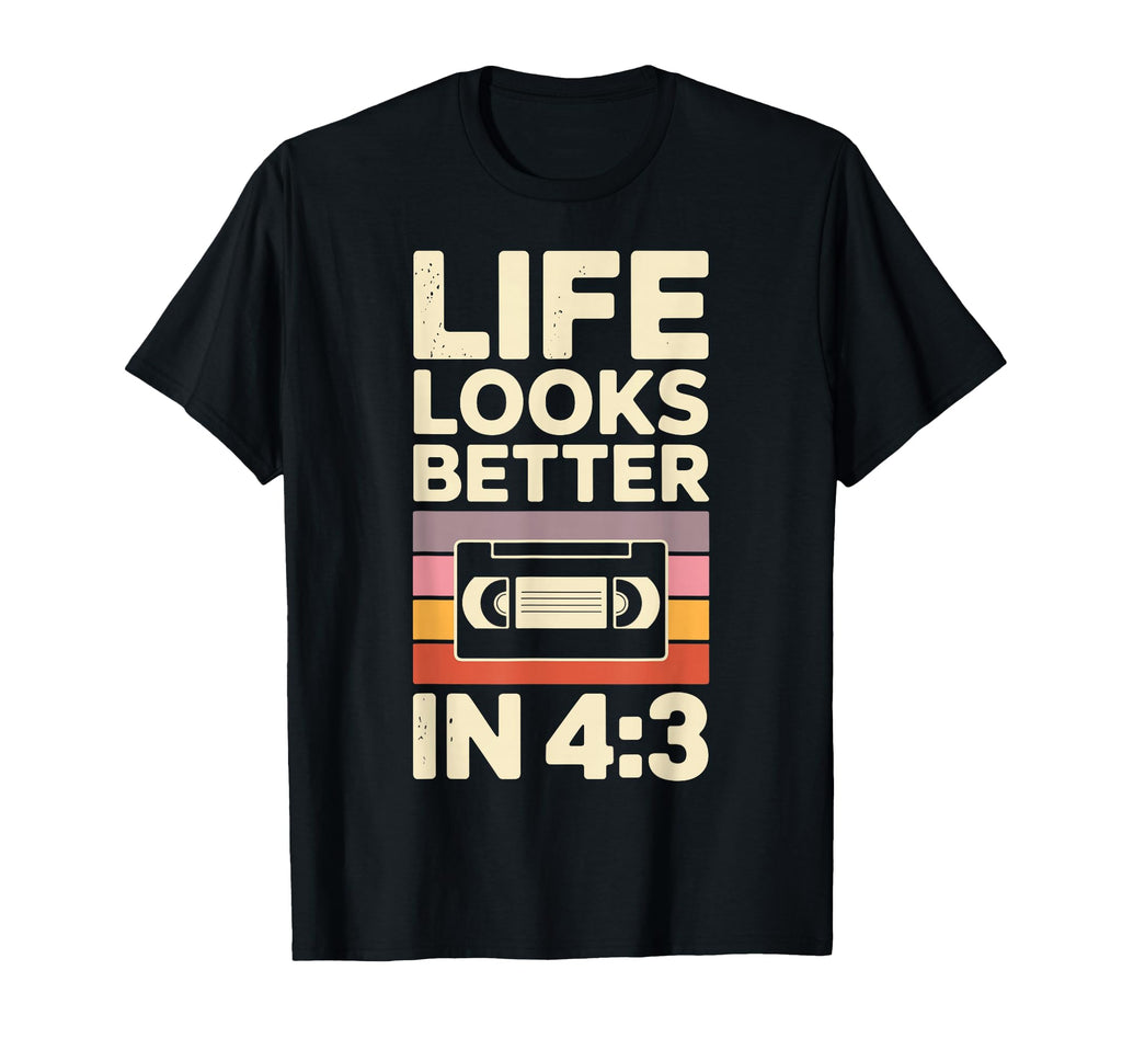 Life Looks Better 4 3 Vhs Tapes Video T-Shirt - Minimalist Print Unisex - T-Shirt, Sweatshirt, Hoodie