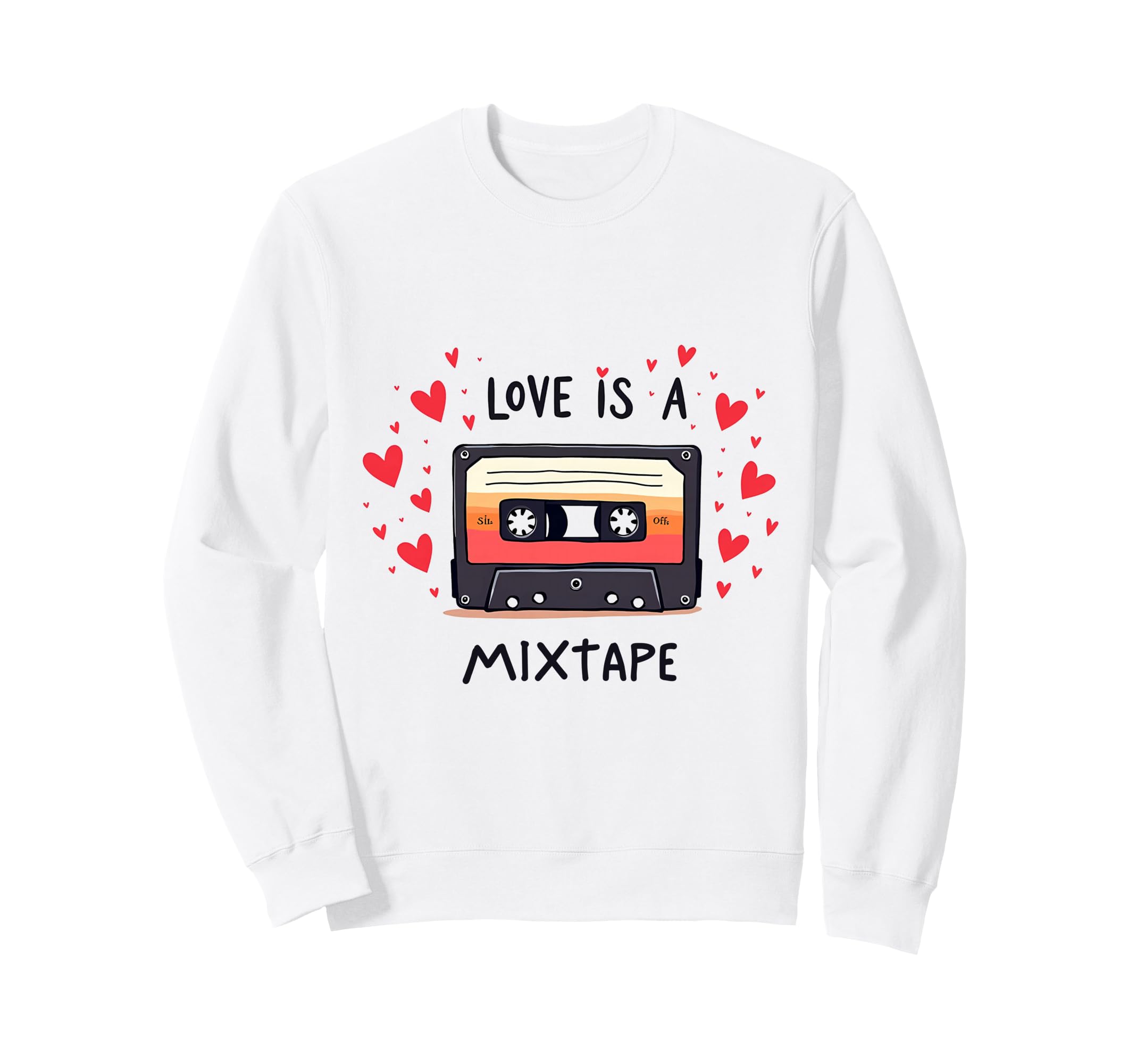 Mixtape Cassette Tape Heart Art Sweatshirt - Casual Everyday Wear Unisex - T-Shirt, Sweatshirt, Hoodie